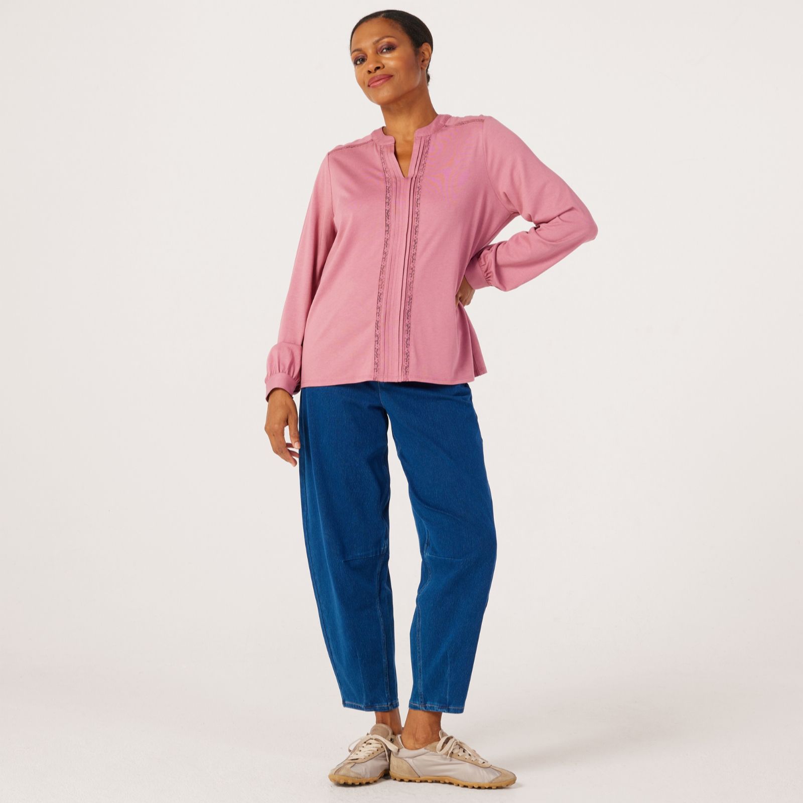 Denim & Co. Lace Insert Blouse