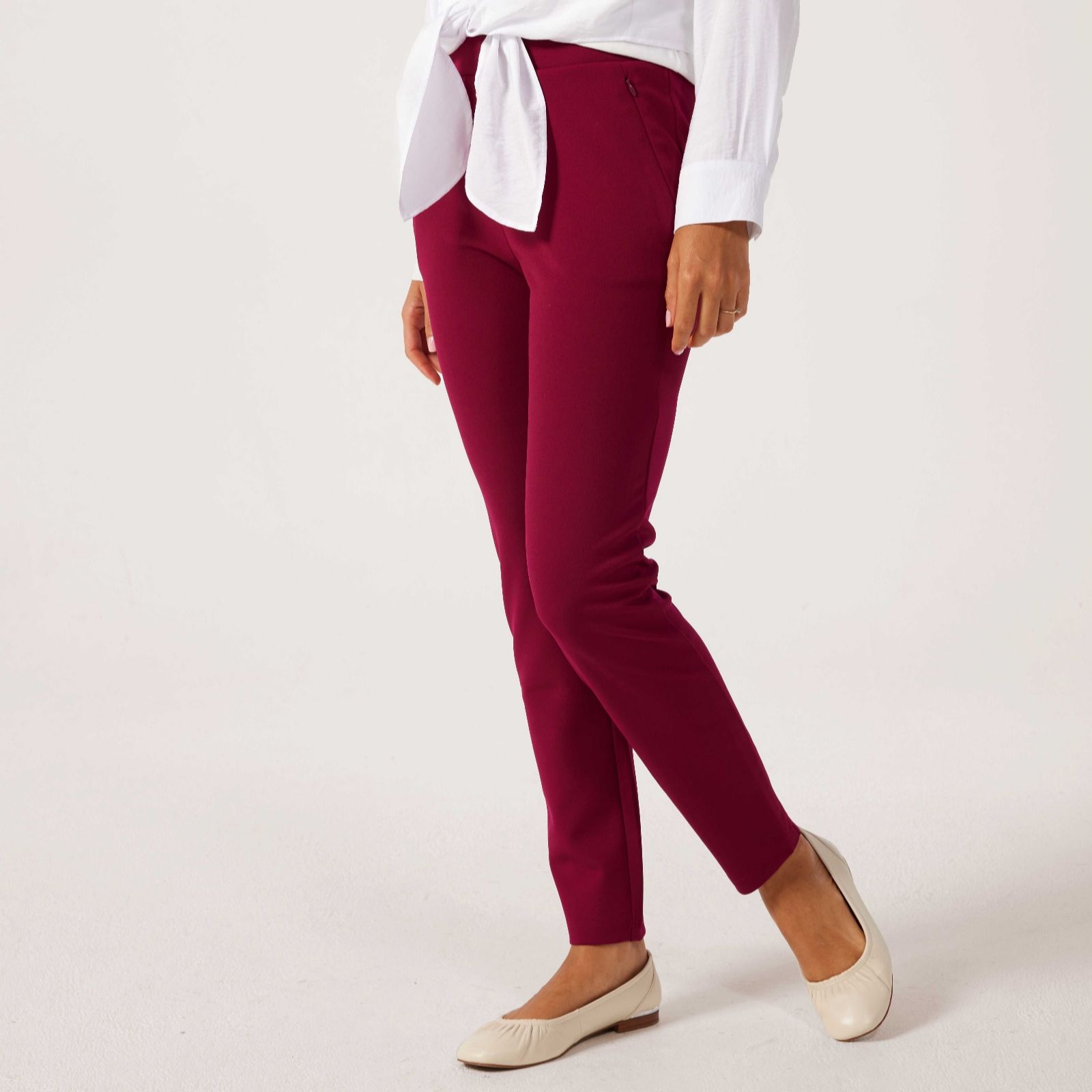 Nina Leonard Slim Standard Trousers with Invisible Zipper Pocket