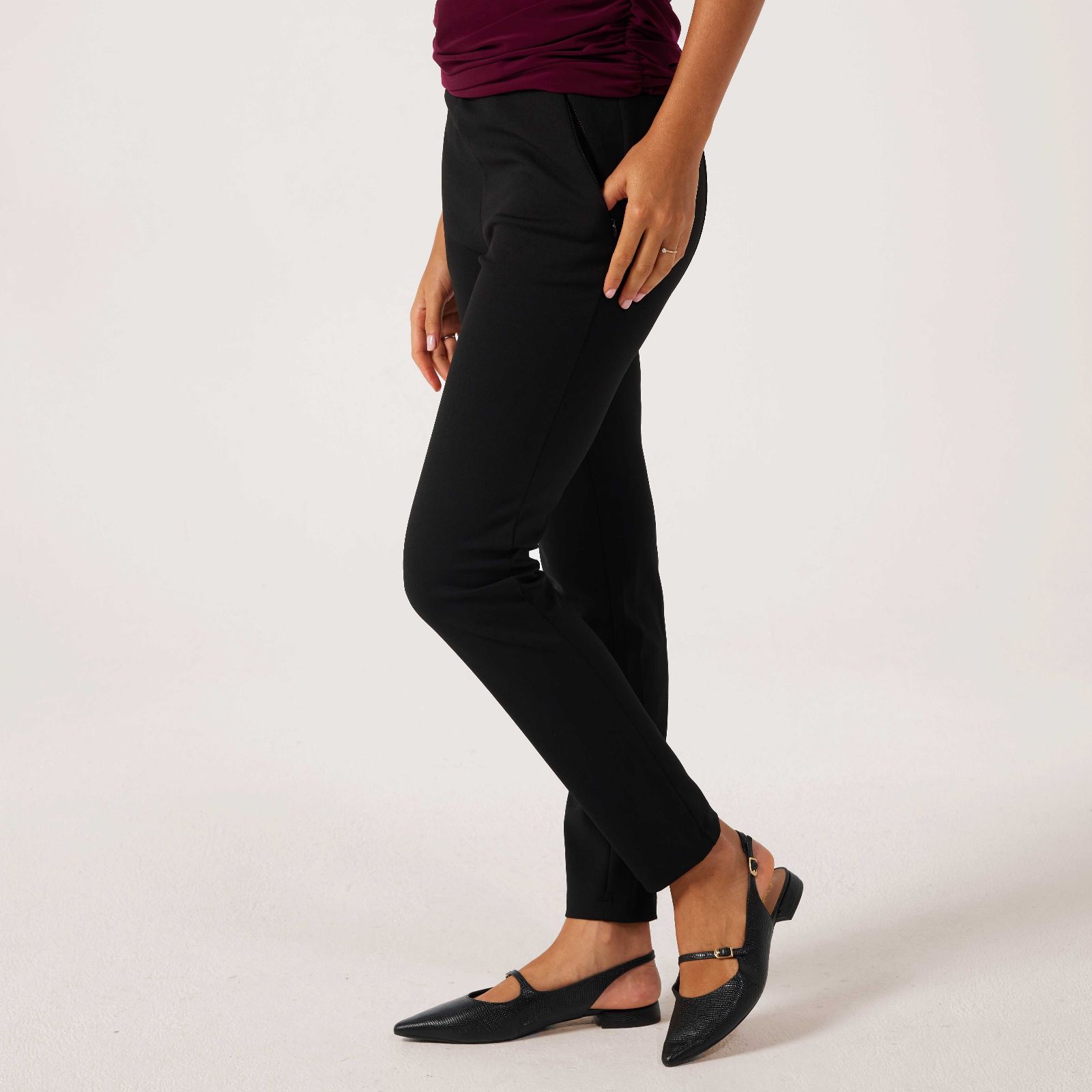 Nina Leonard Slim Standard Trousers with Invisible Zipper Pocket