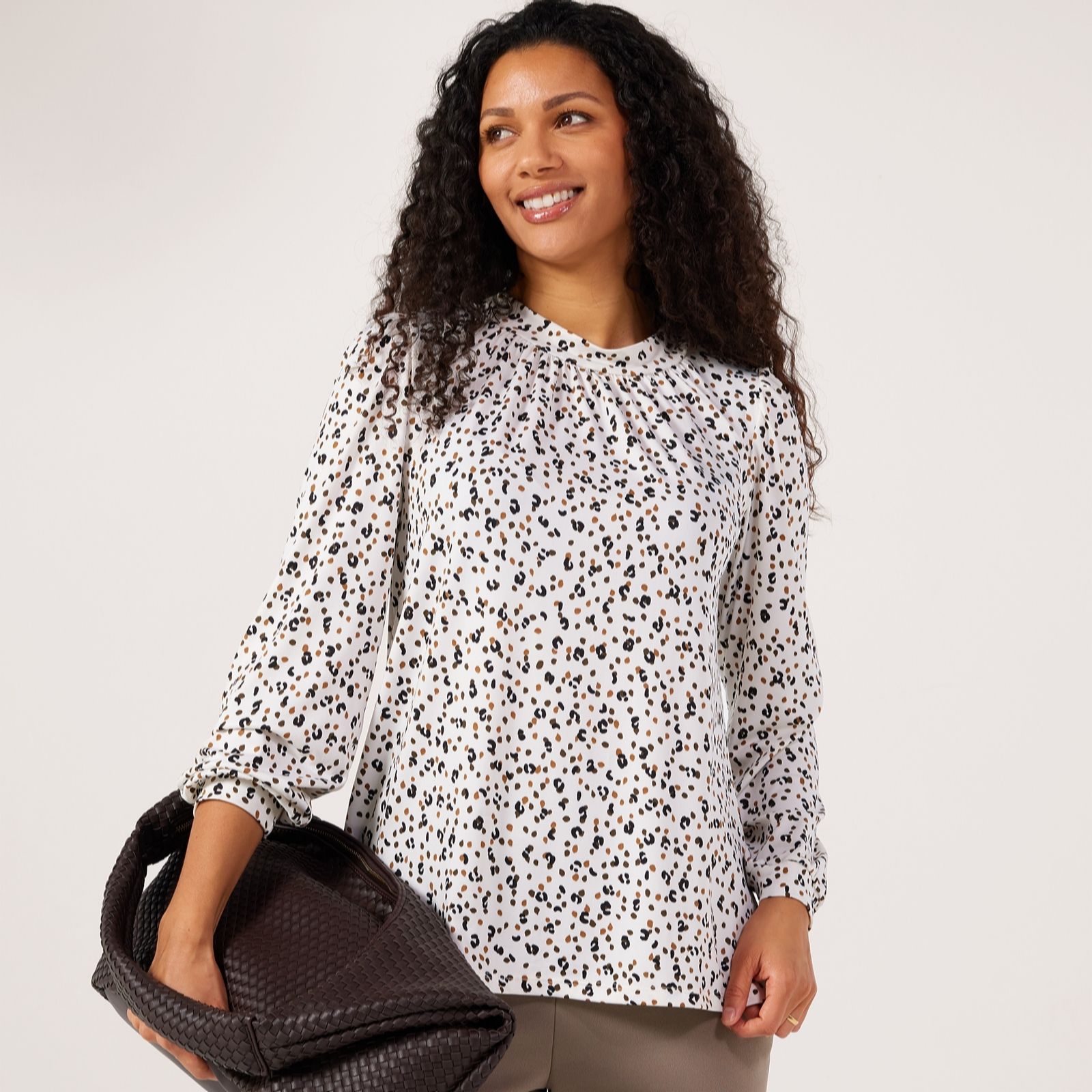 Kim & Co Printed Brazil Jersey High Neck Long Sleeve Top