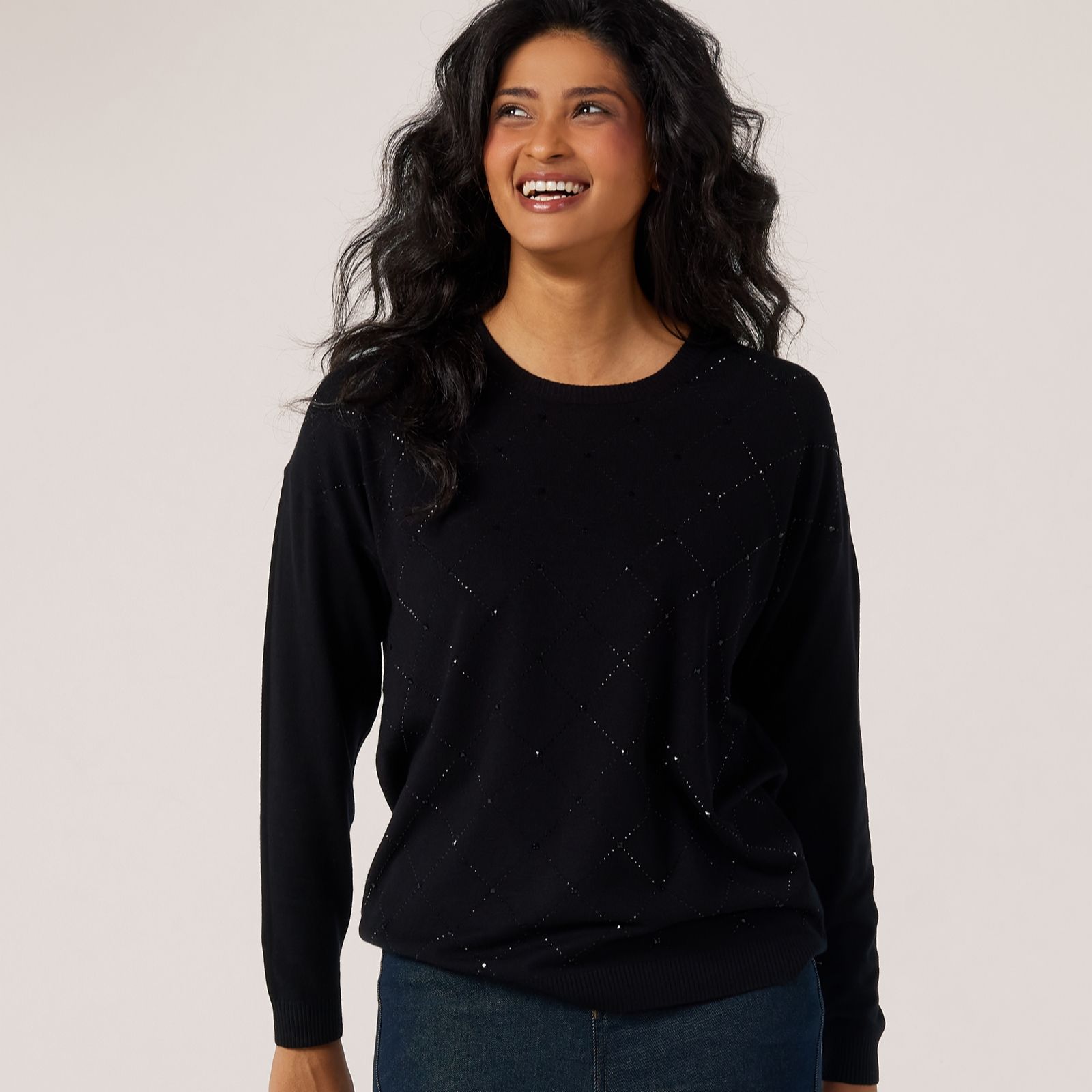 Frank Usher Soft Knit Jumper with Stud Argyle Design