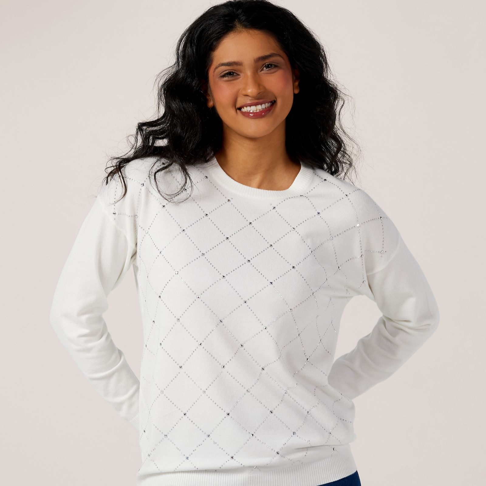 Frank Usher Soft Knit Jumper with Stud Argyle Design