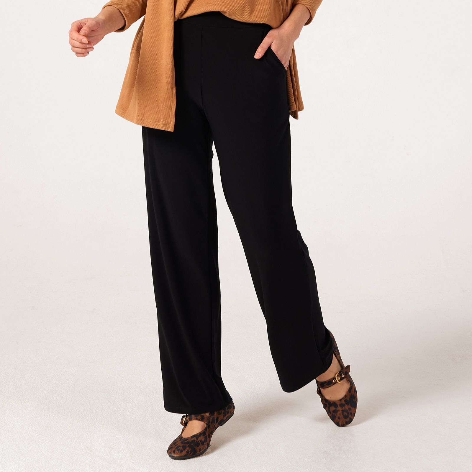 Kim & Co Deluxe Brazil Jersey Katy Petite Straight Leg Trousers with Pockets
