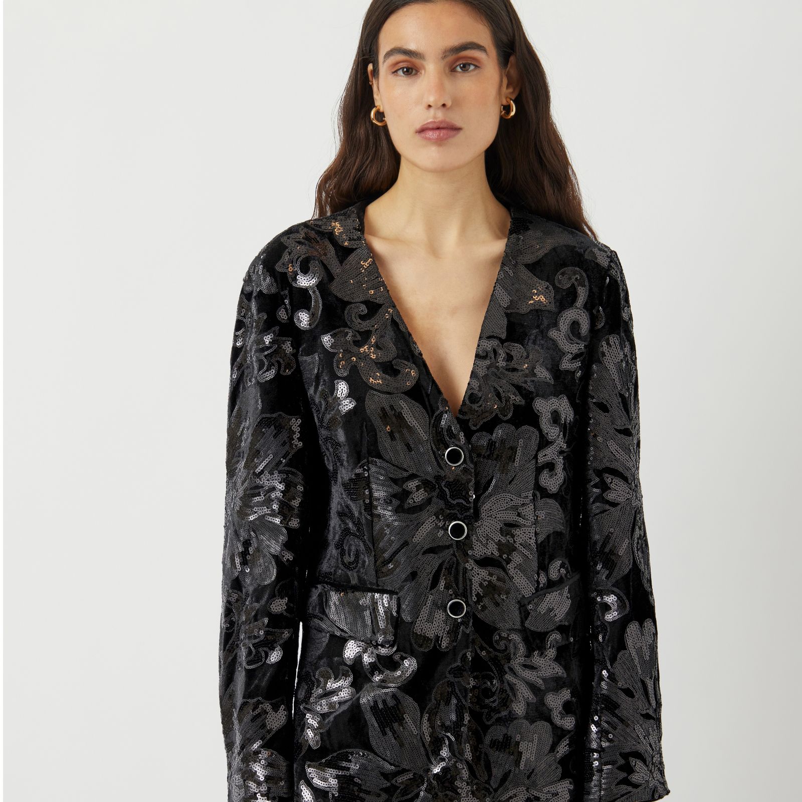 YAS Ebbi Sequin Velvet Blazer