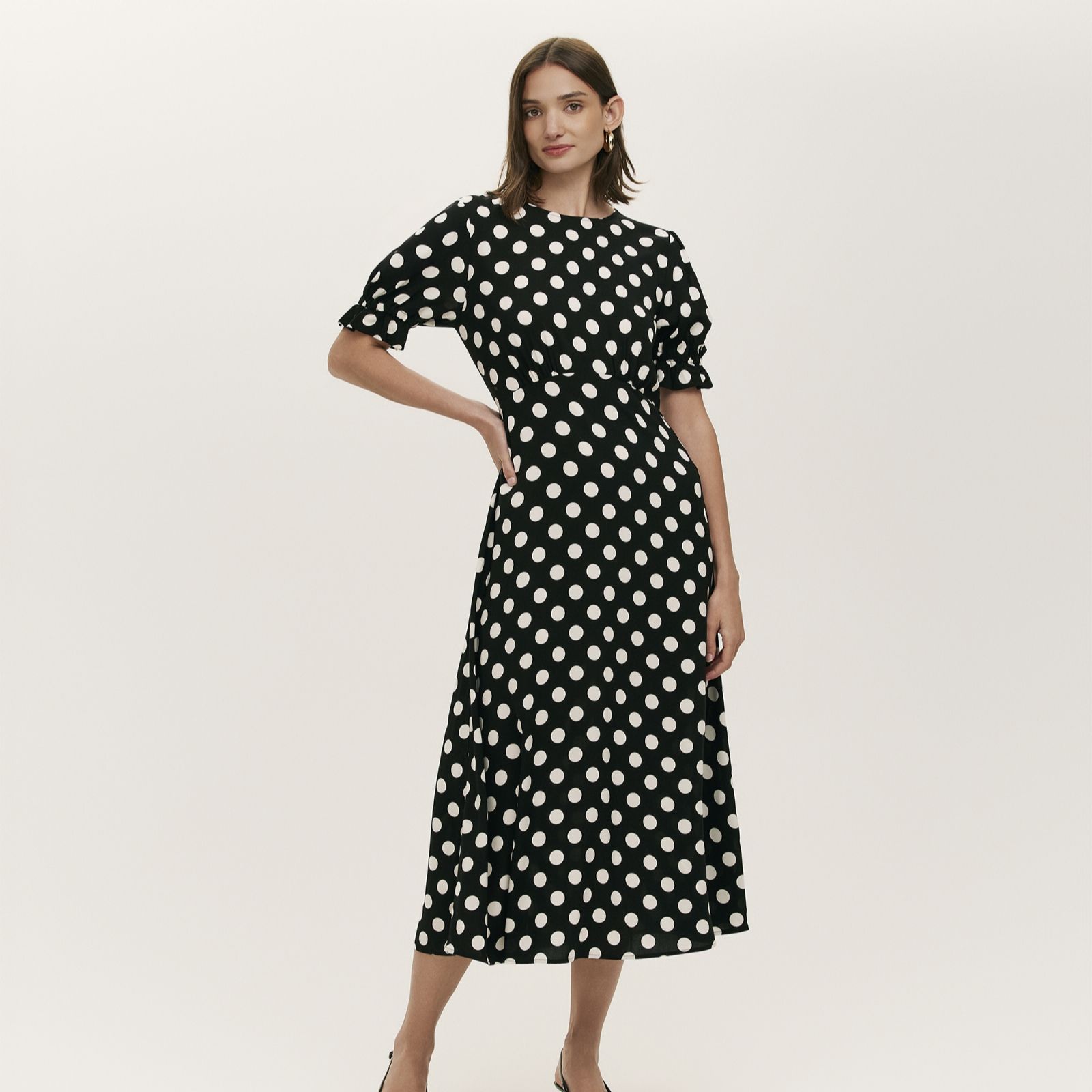 Finery London Mela Spot Print Midi Dress Standard
