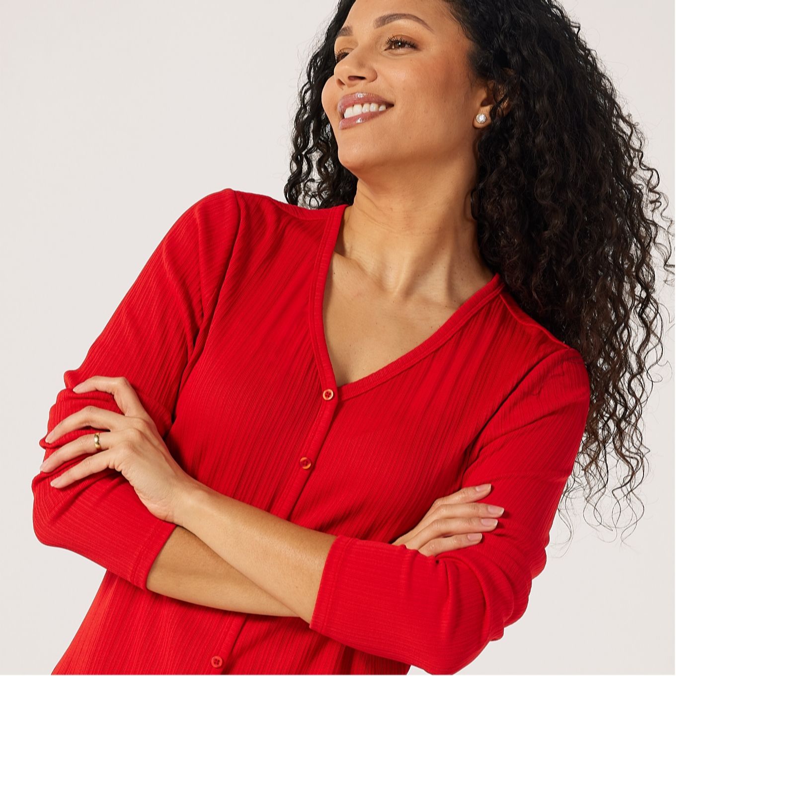 Ruth Langsford Button Detail V-Neck Top