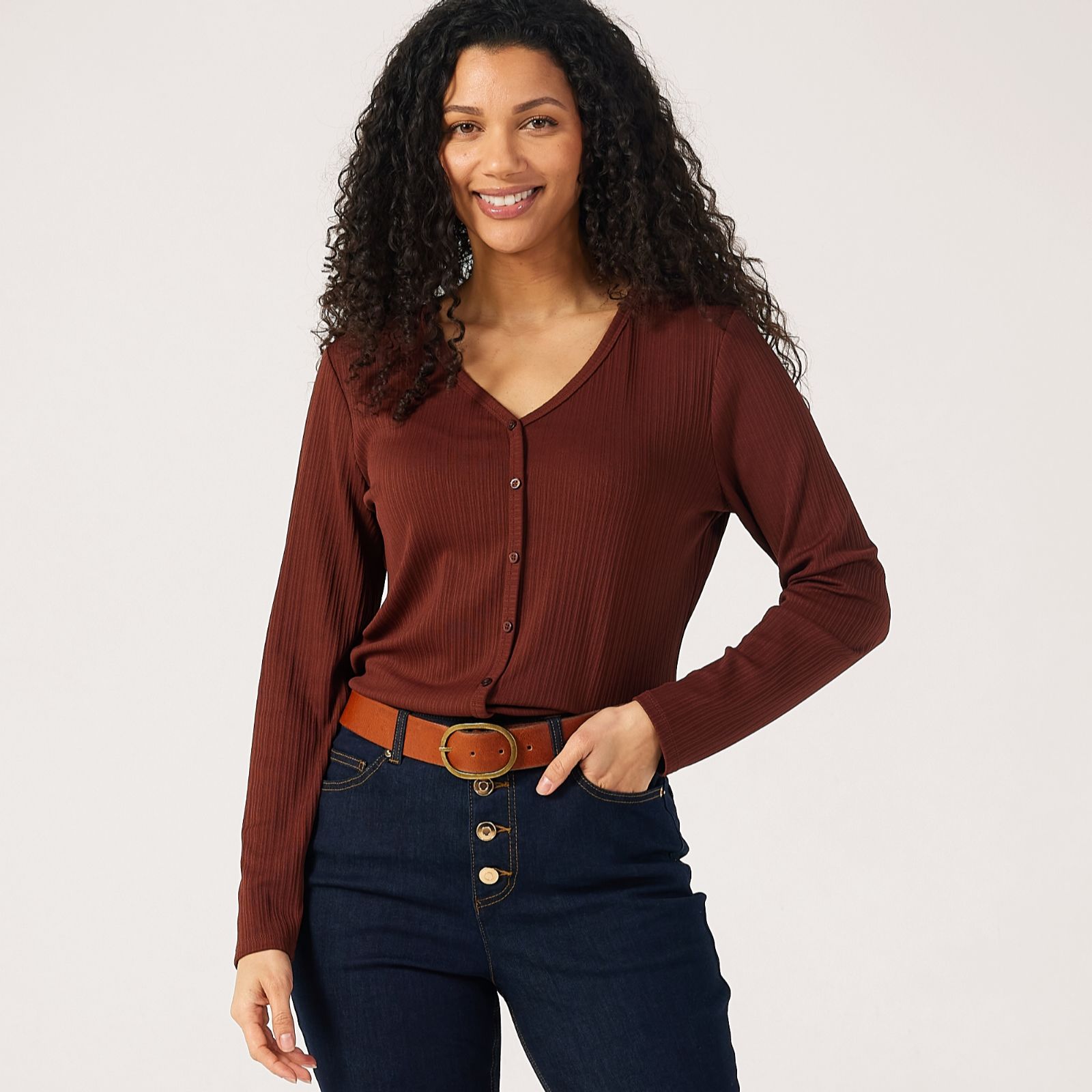 Ruth Langsford Button Detail V-Neck Top