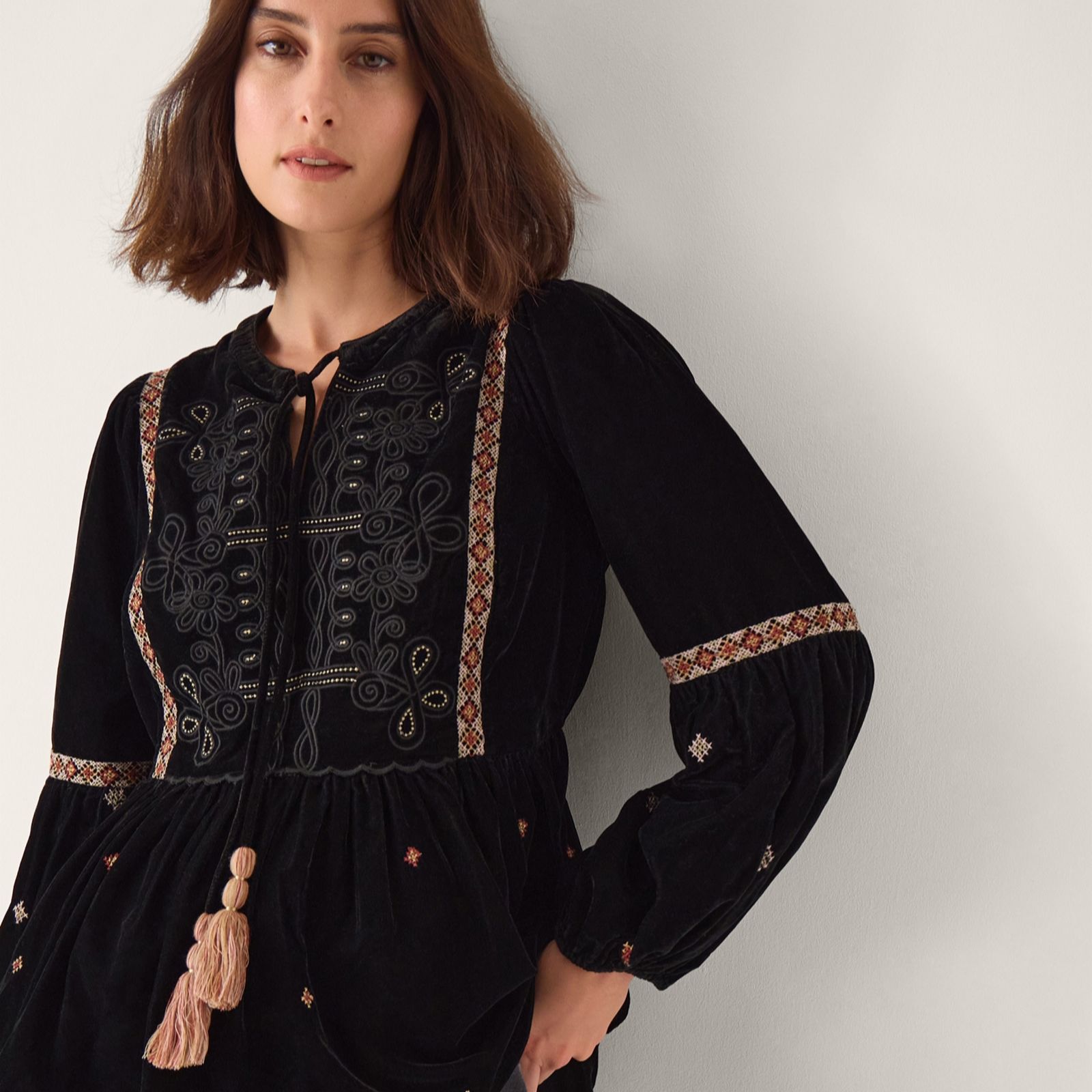 Monsoon Noni Velvet Embroidered Top