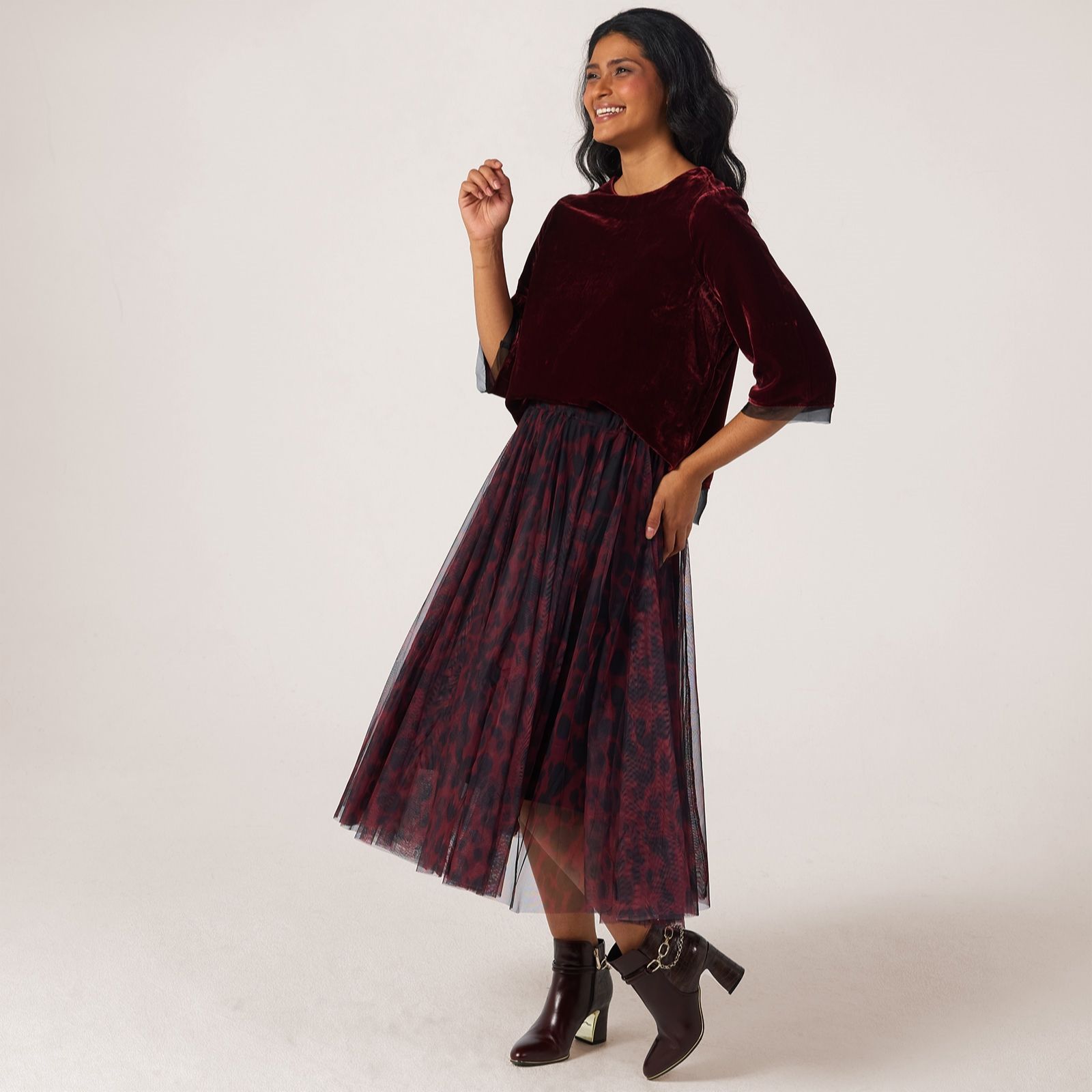 Masai Copenhagen Belvion Velvet Top with Chiffon Edge