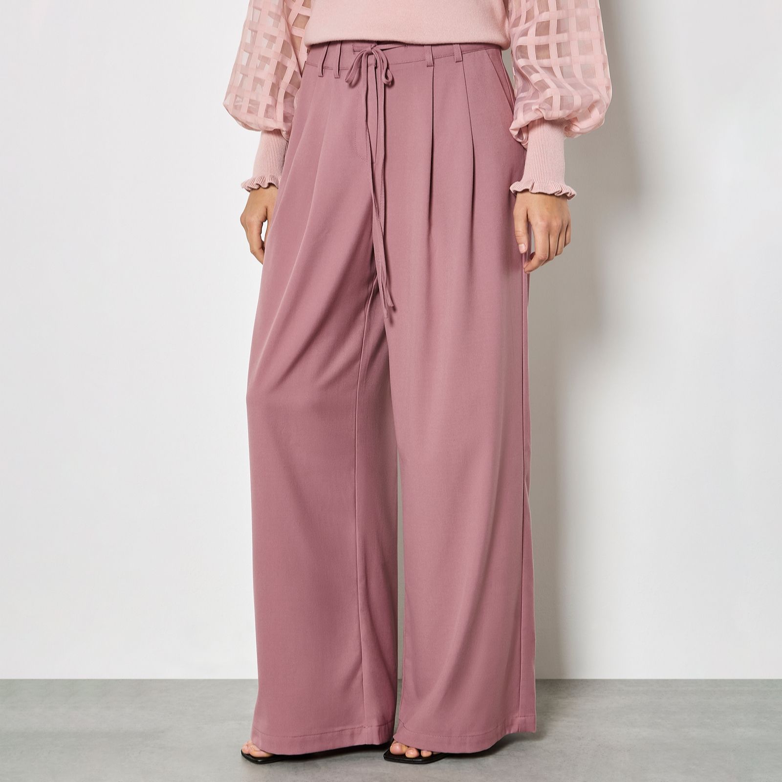 Apricot Pleat Detail Wide Leg Trousers