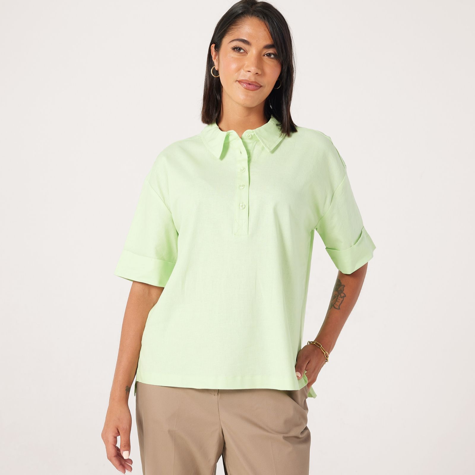 Ben De Lisi Wide Sleeve Linen Blend Shirt