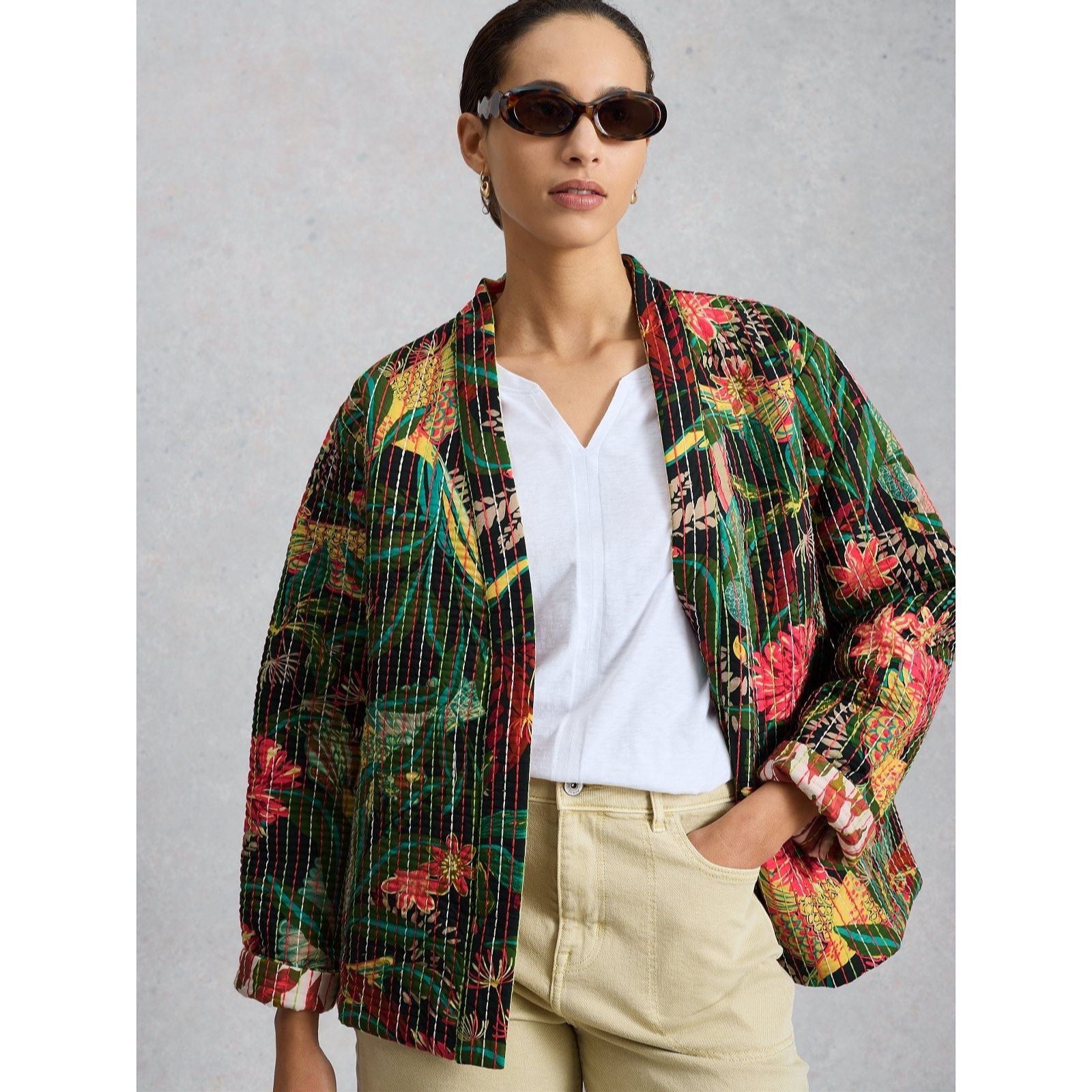 White Stuff Printed Quilted Reversible Jacket