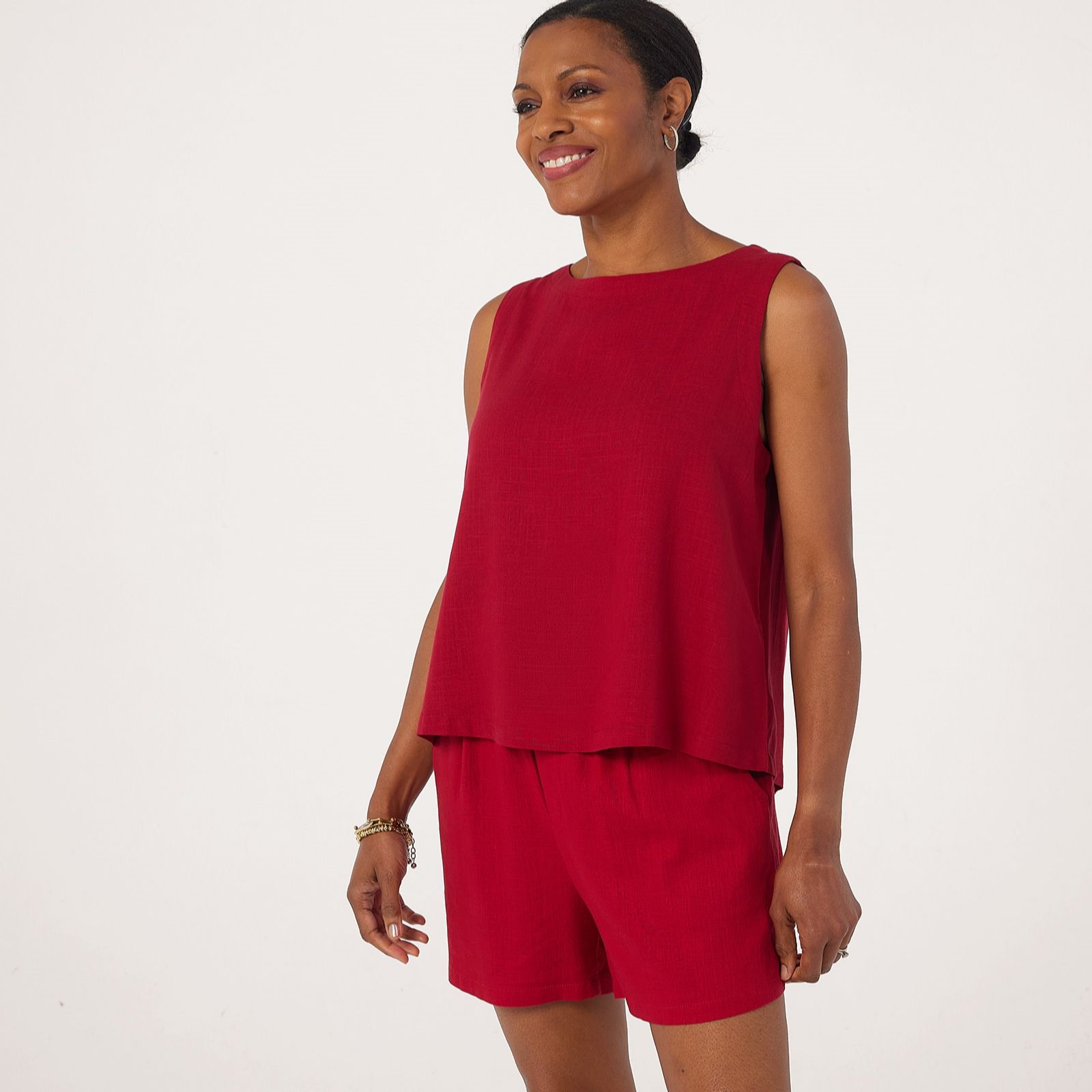 Izabel London Sleeveless Linen Blend Tank Top