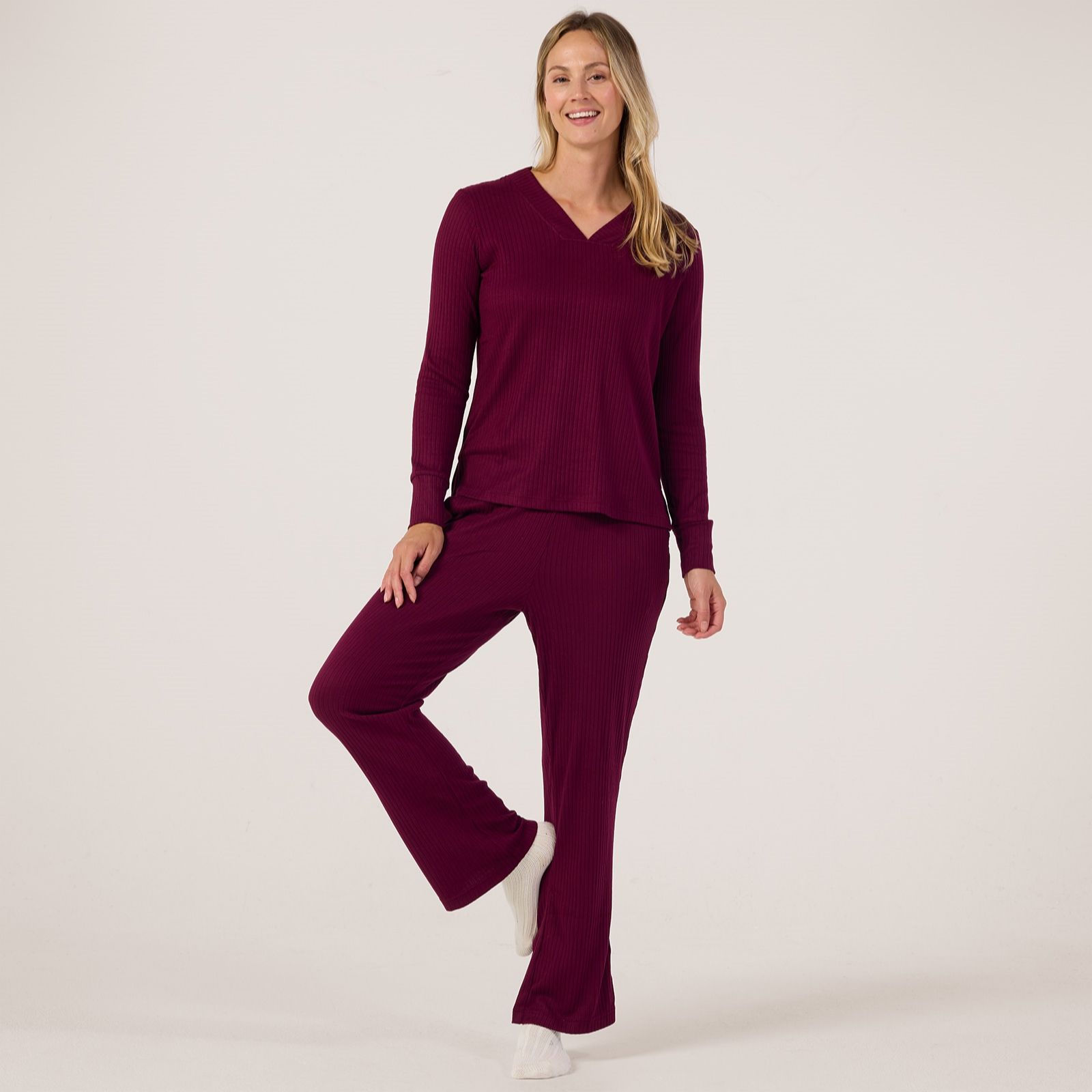 Cuddl Duds Regular Seriously Soft Ribbed Lounge Set