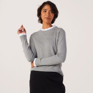 Denim & Co Frill Neck 2 in 1 Jumper