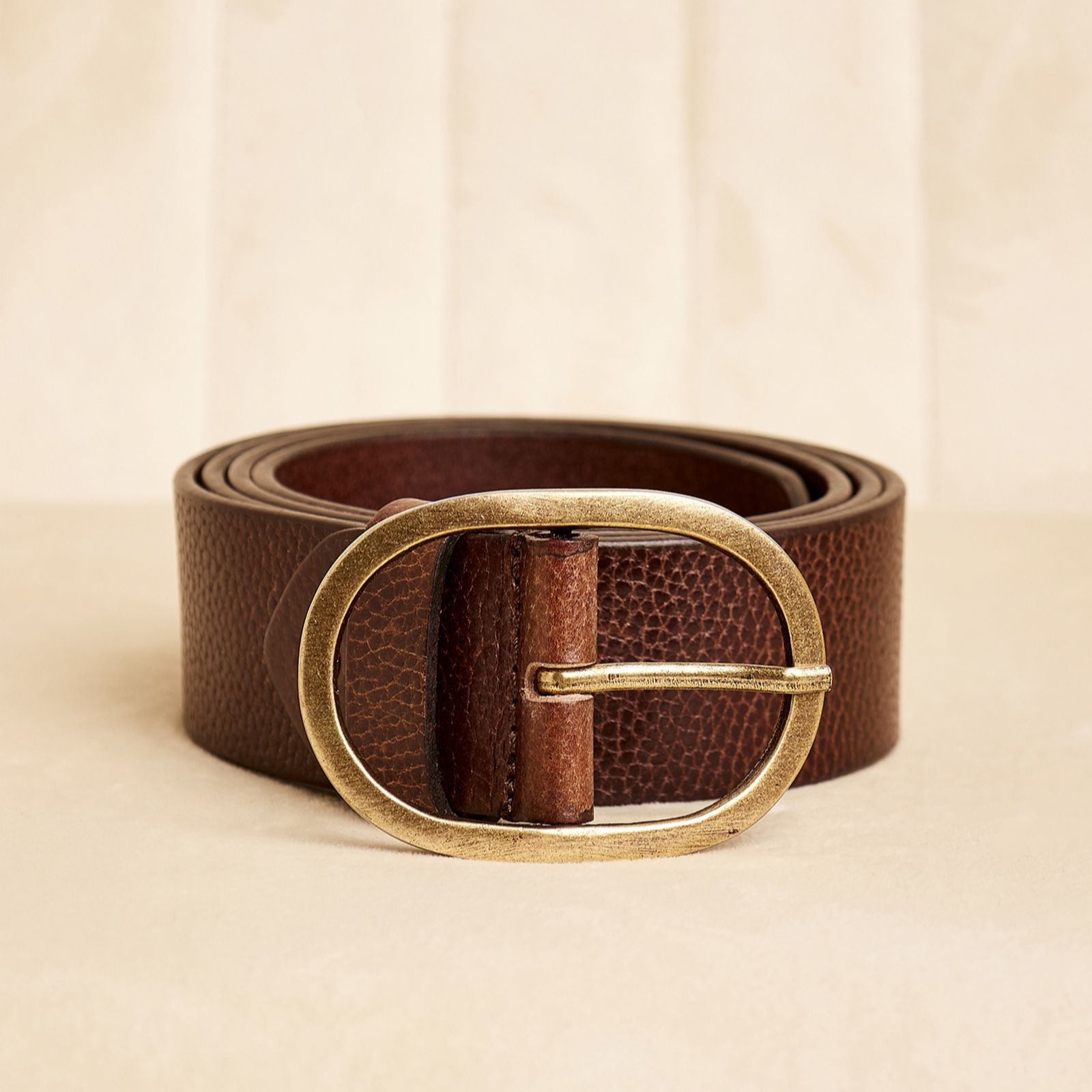 Apricot Leather Gold Buckle Belt