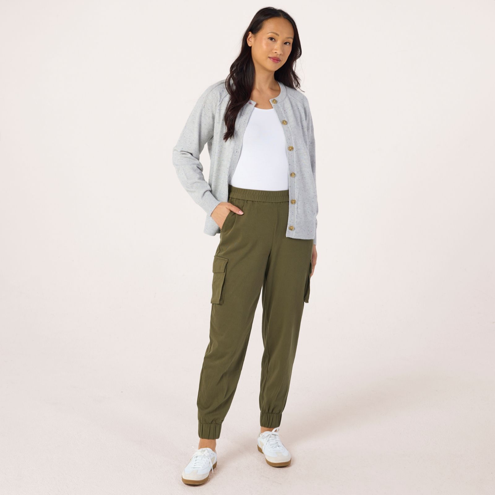 Denim & Co Comfy Knit Denim Cuffed Cargo Tall