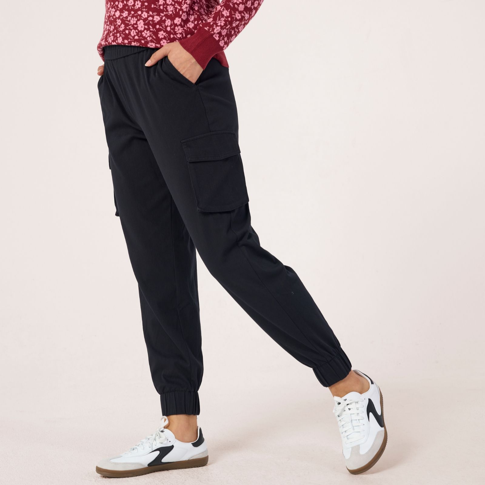 Denim & Co. Comfy Knit Denim Cuffed Cargo Tall