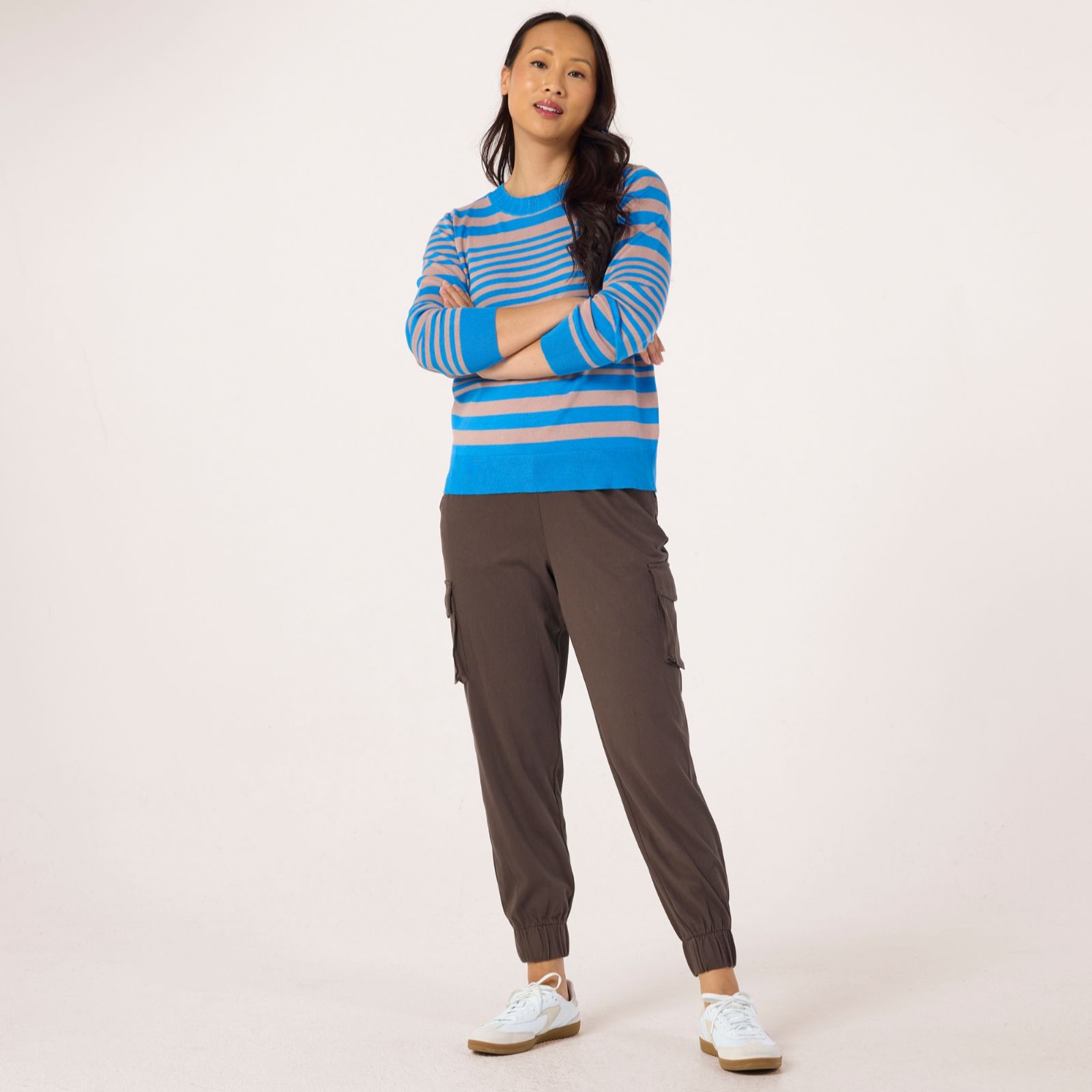 Denim & Co. Comfy Knit Denim Cuffed Cargo Tall