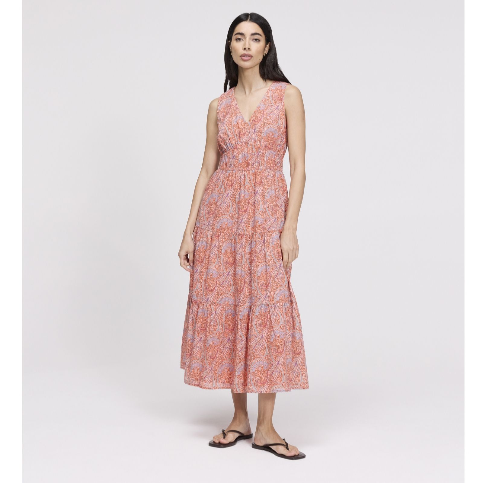 Finery London Shannon Paisley Print Tiered Dress Standard
