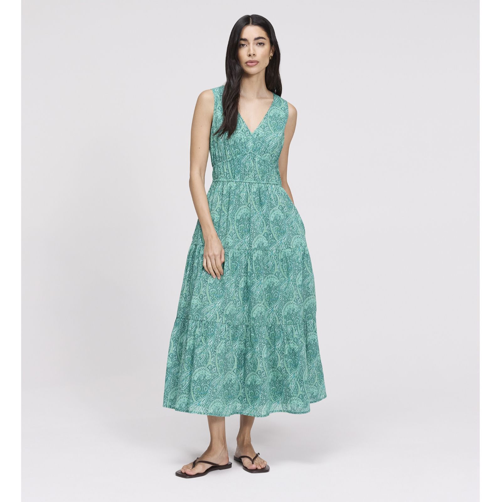 Finery London Shannon Paisley Print Tiered Dress Standard