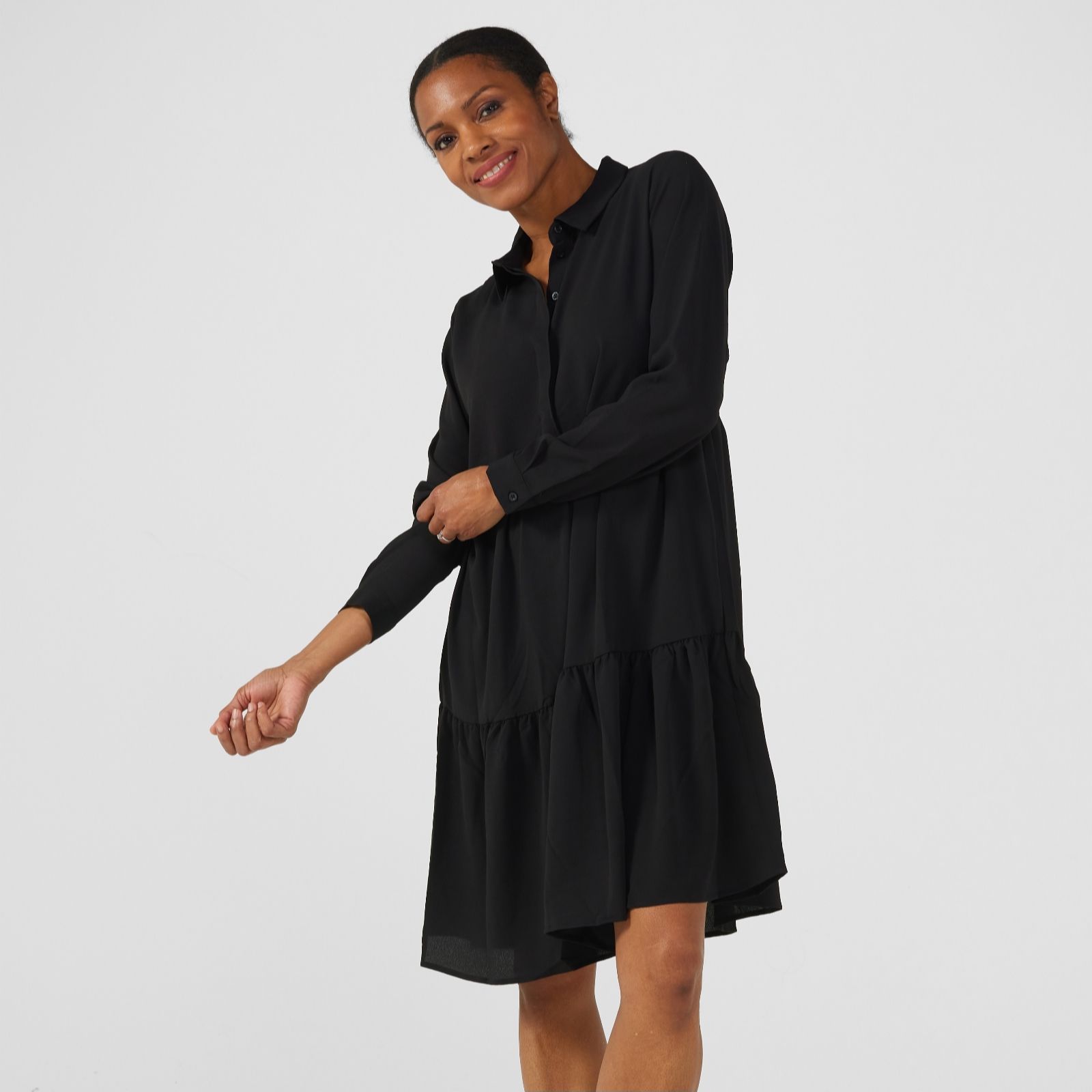 JDY Piper Long Sleeve Shirt Dress - QVC UK