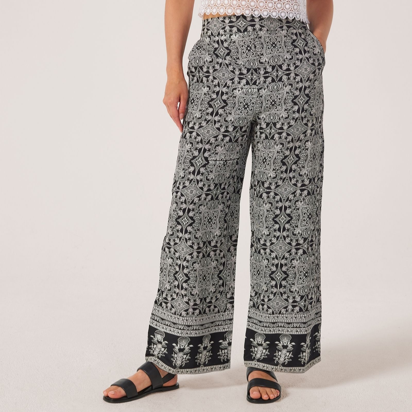 Denim & Co. Viscose Twill Printed Trouser Petite