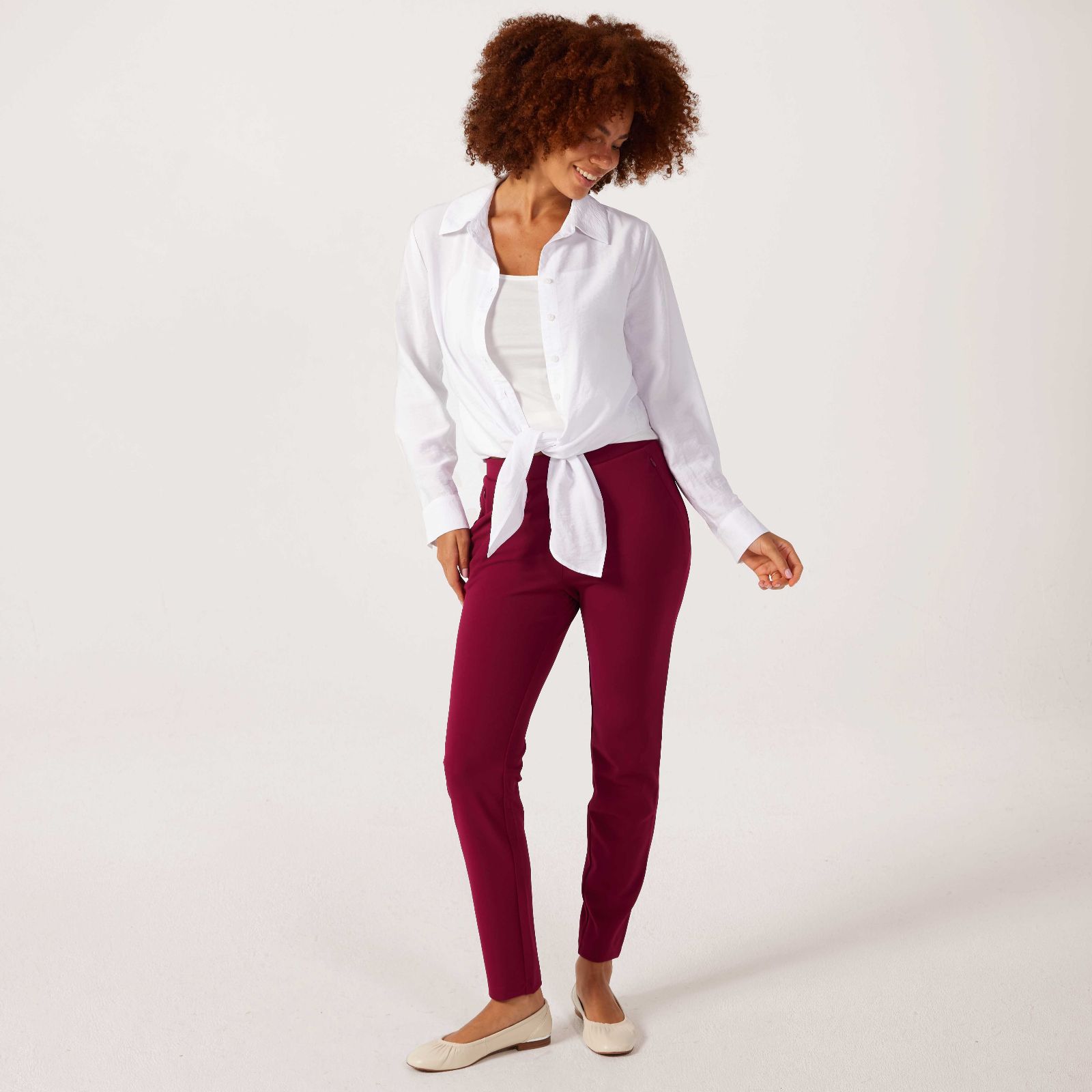 Nina Leonard Slim Petite Trousers with Invisible Zipper Pocket