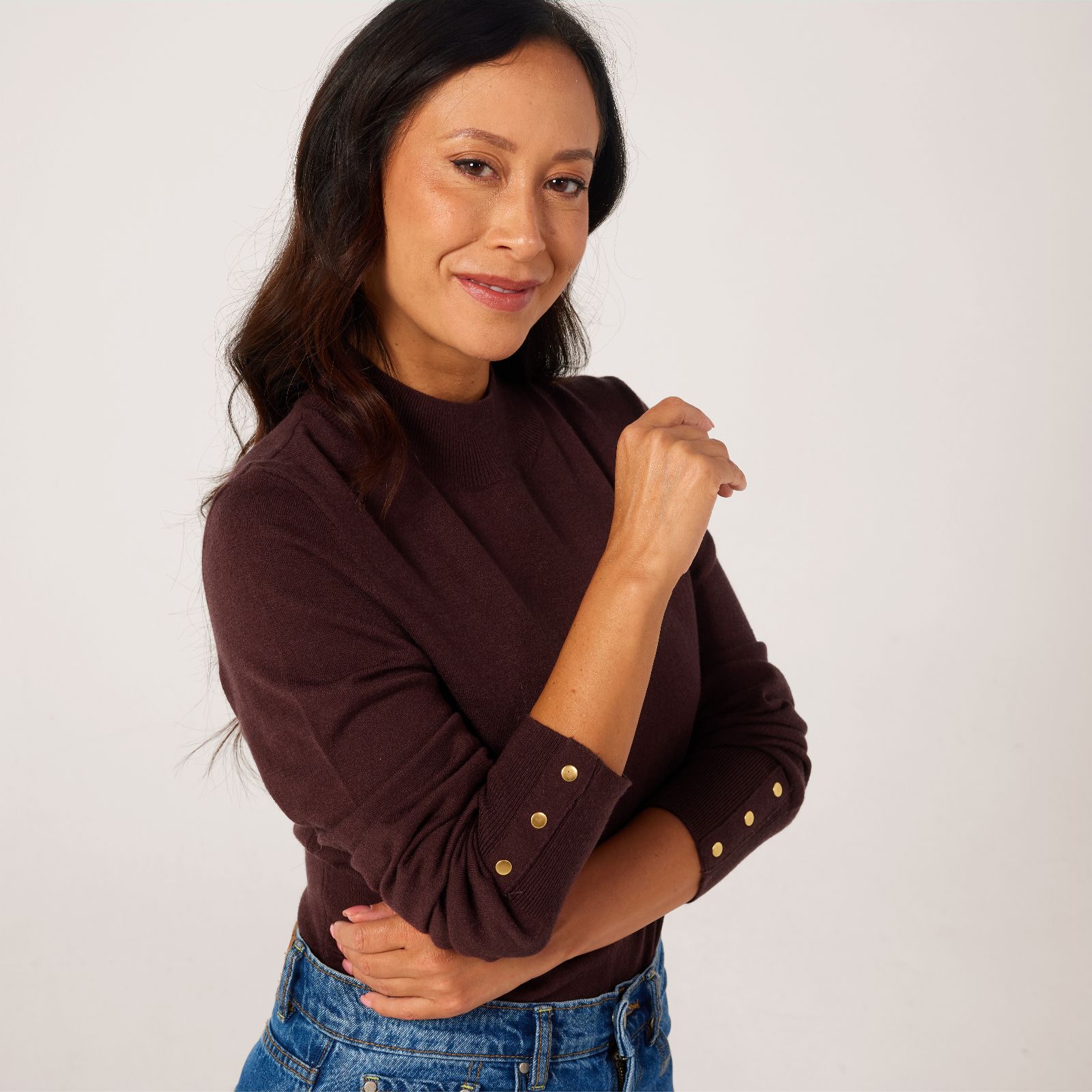 Denim & Co. Essentials High-Neck Jumper