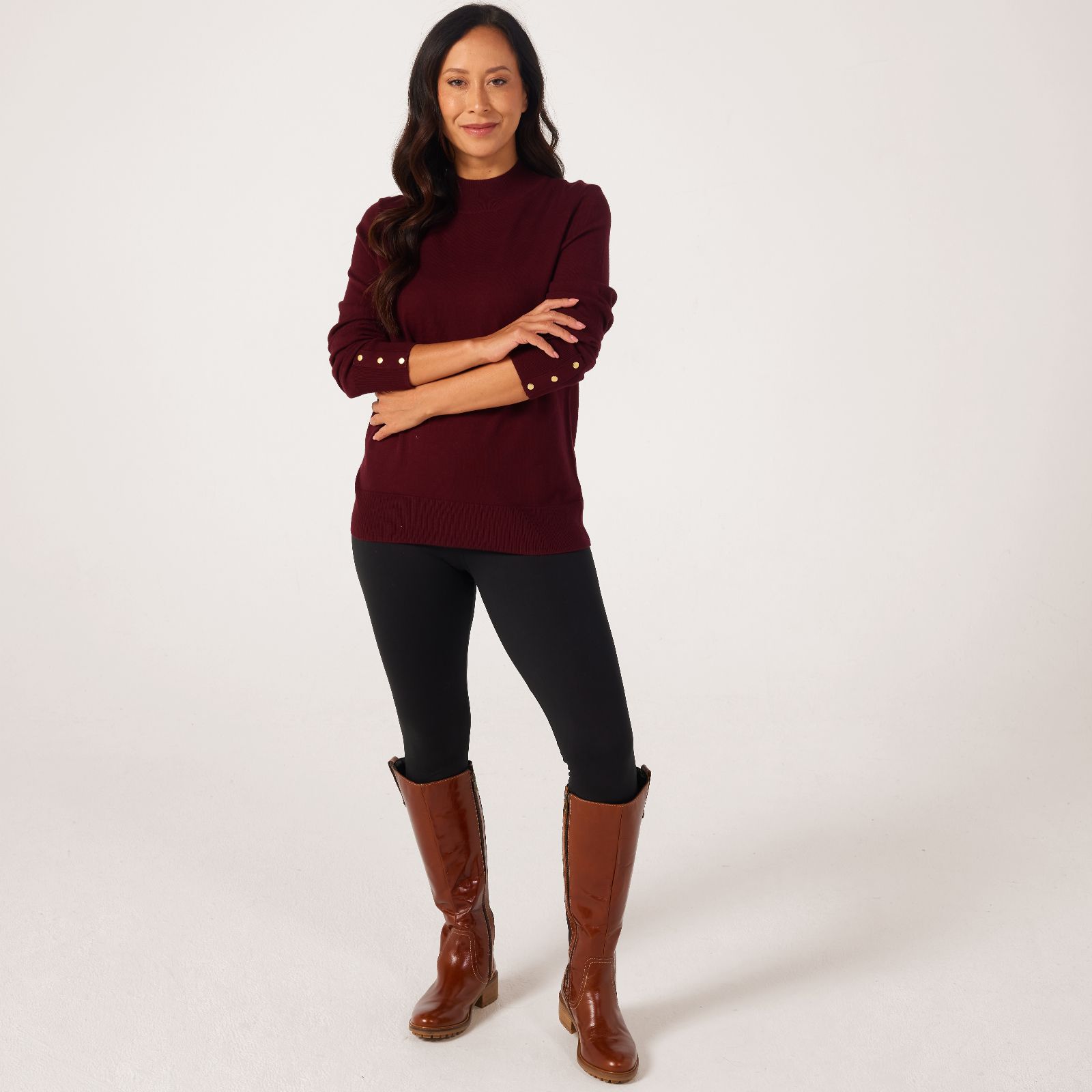 Denim & Co. Essentials High-Neck Jumper