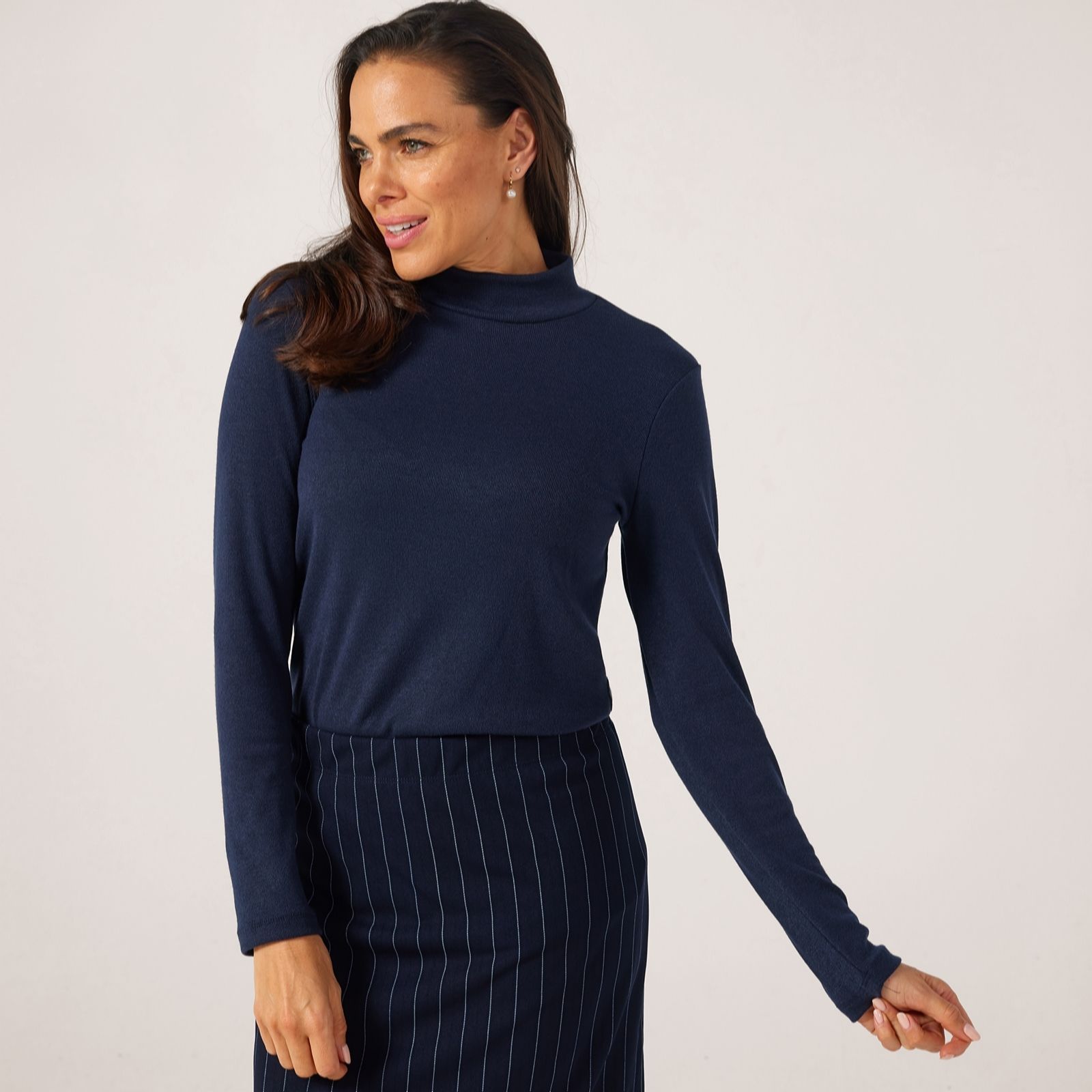 Kim & Co Divine Knit Long Sleeve High Mock Neck Top.