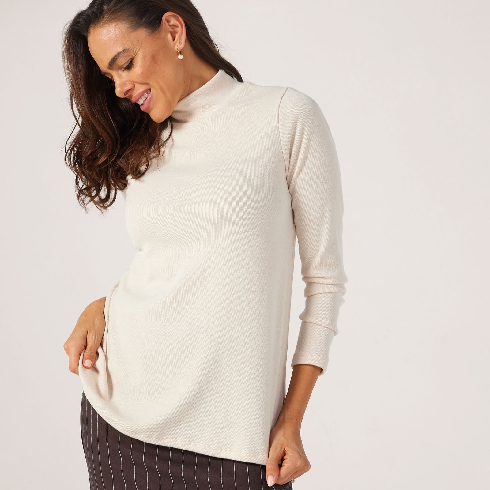 Kim & Co Divine Knit Long Sleeve High Mock Neck Top.