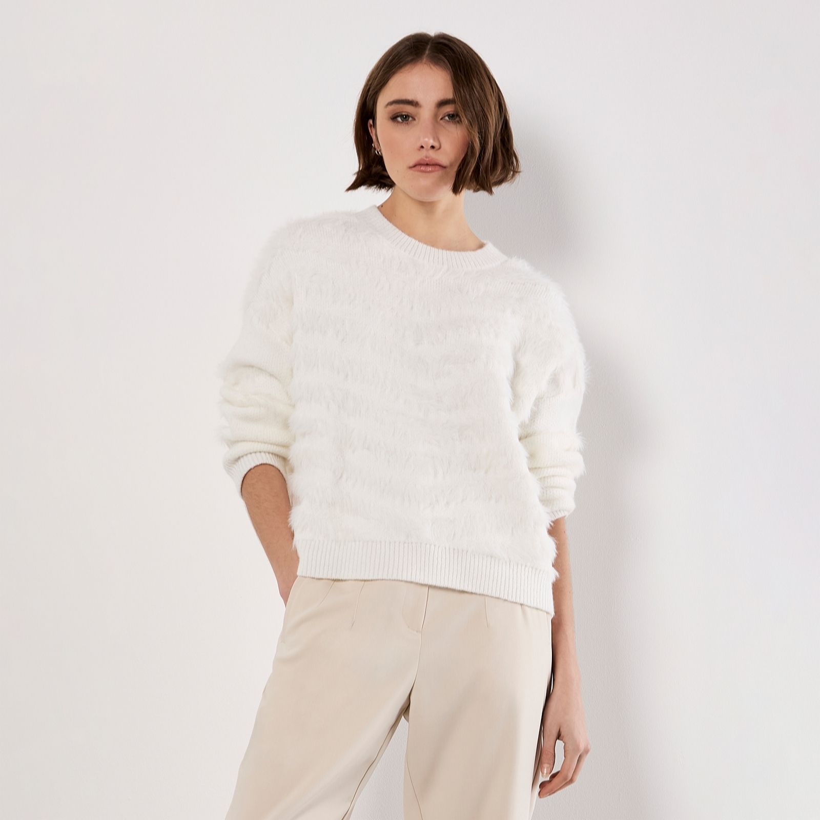 Apricot Fluffy Stripe Jumper