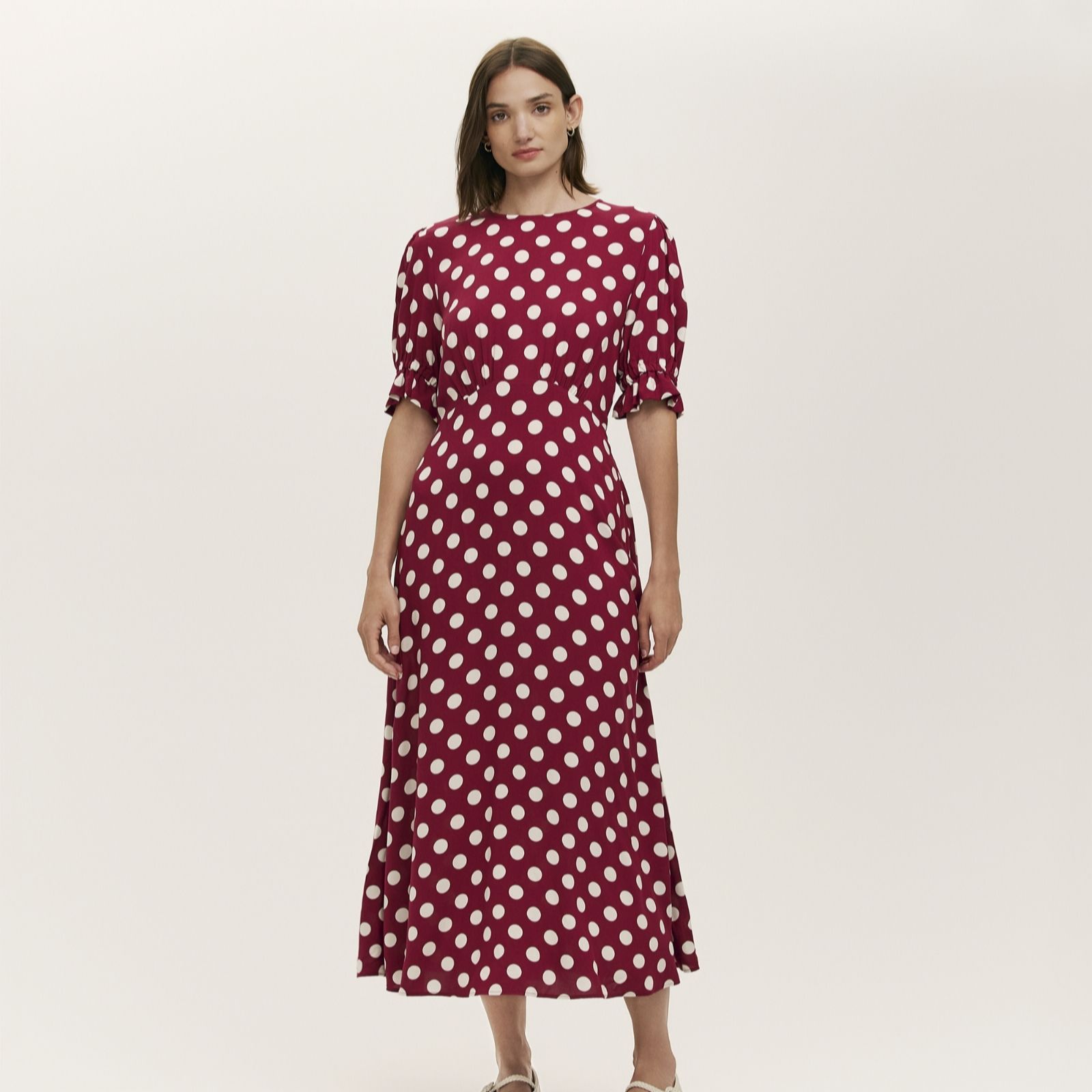 Finery London Mela Spot Print Midi Dress Petite