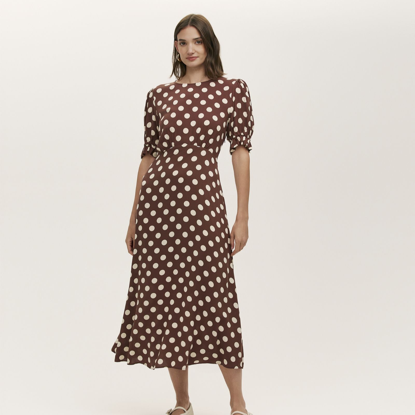 Finery London Mela Spot Print Midi Dress Petite