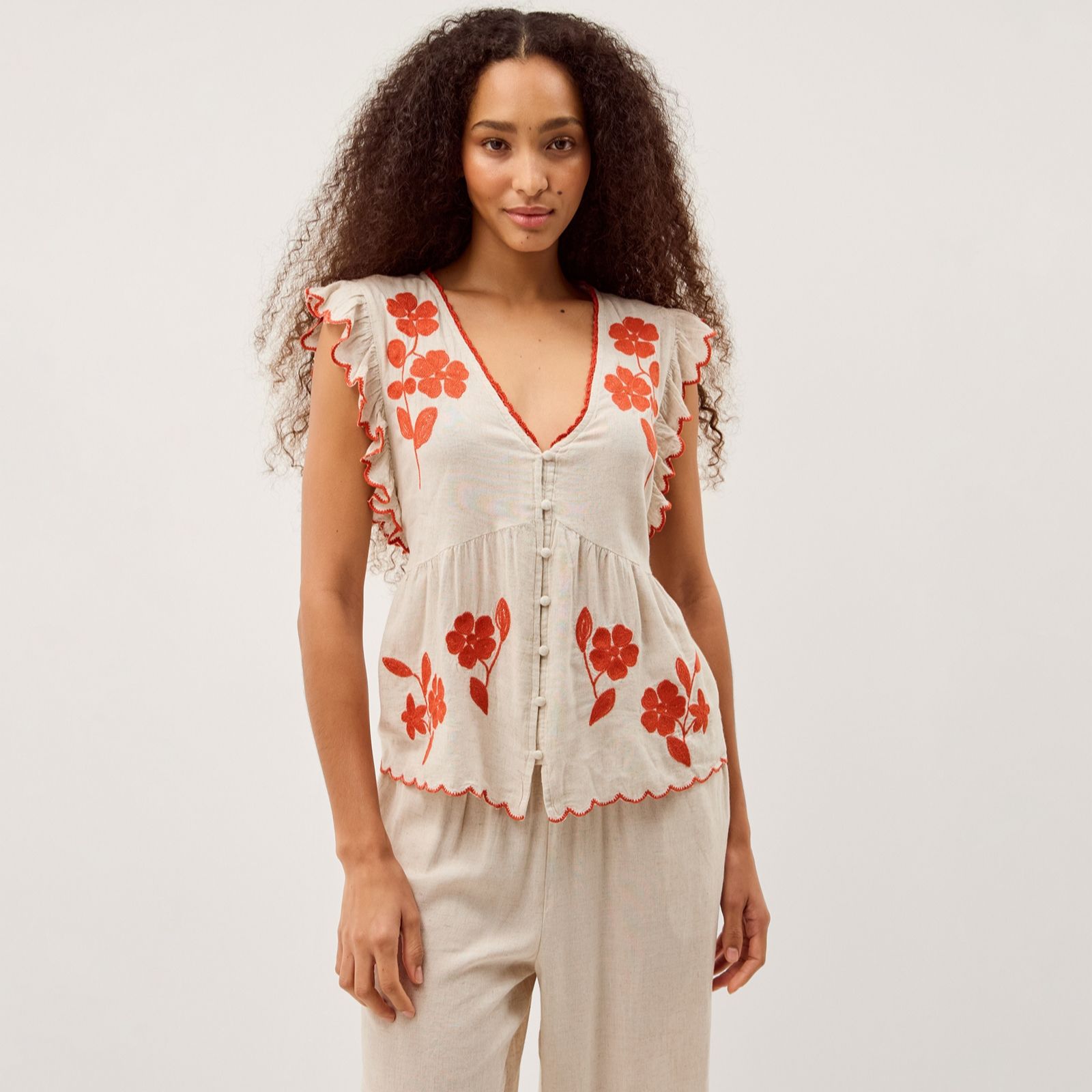 Monsoon Beach Rhea Emb Top
