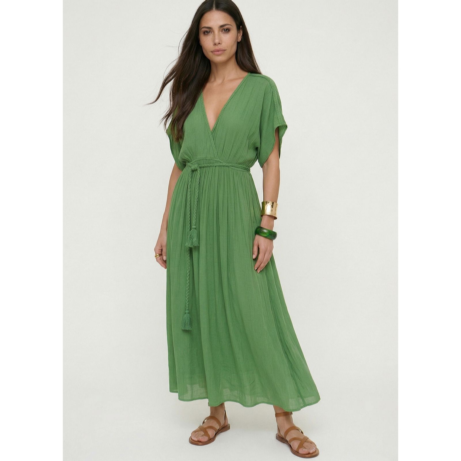 Raffya Diamond Plait Neck Maxi Dress