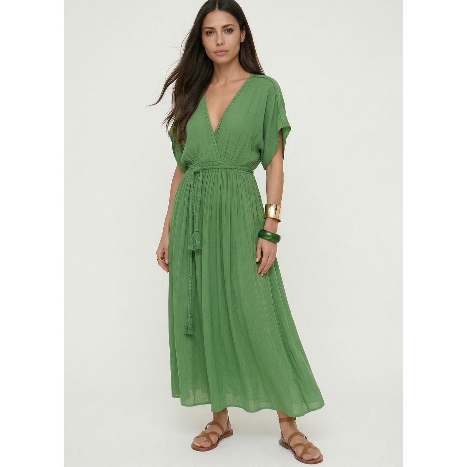 Raffya Diamond Plait Neck Maxi Dress