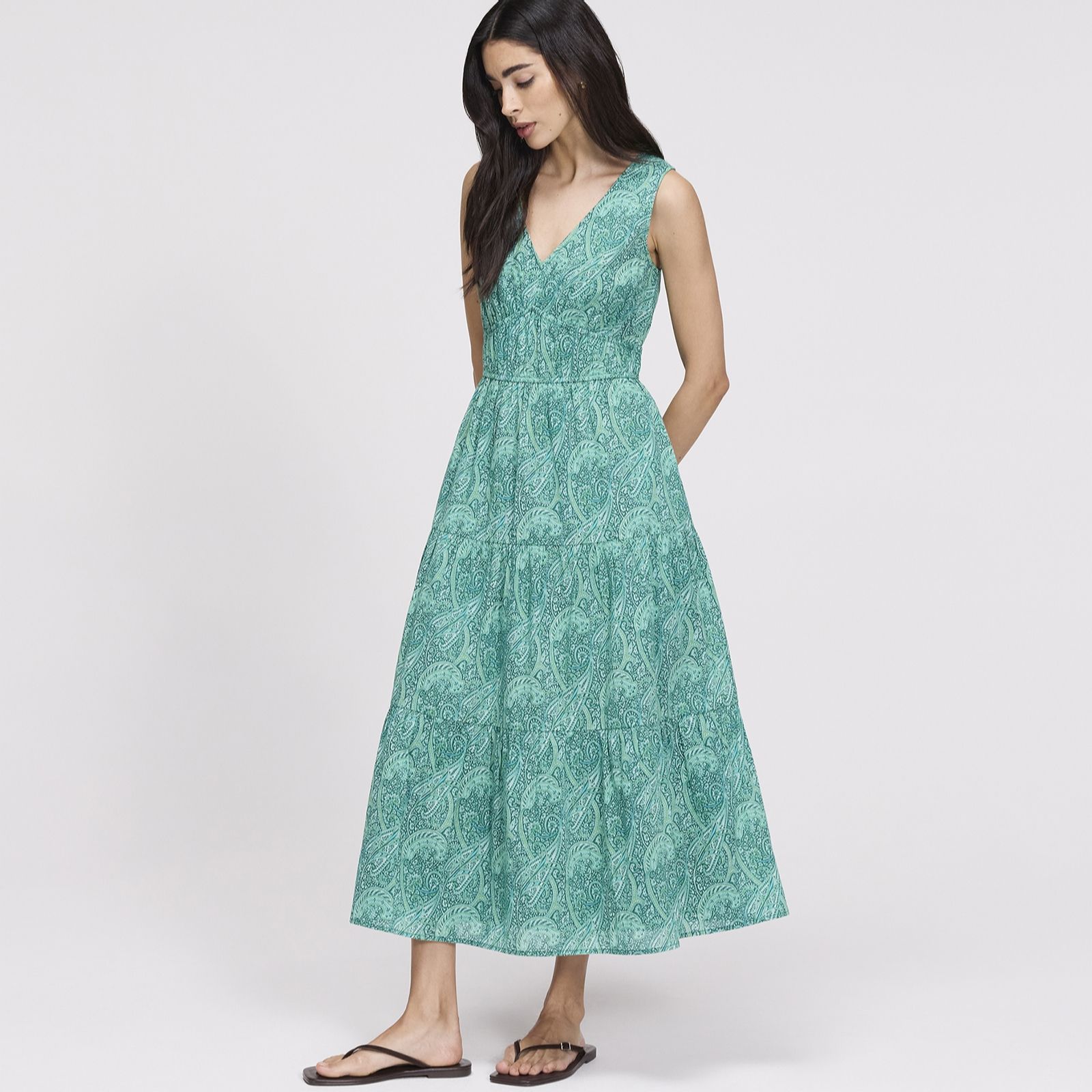 Finery London Shannon Paisley Print Tiered Dress Petite