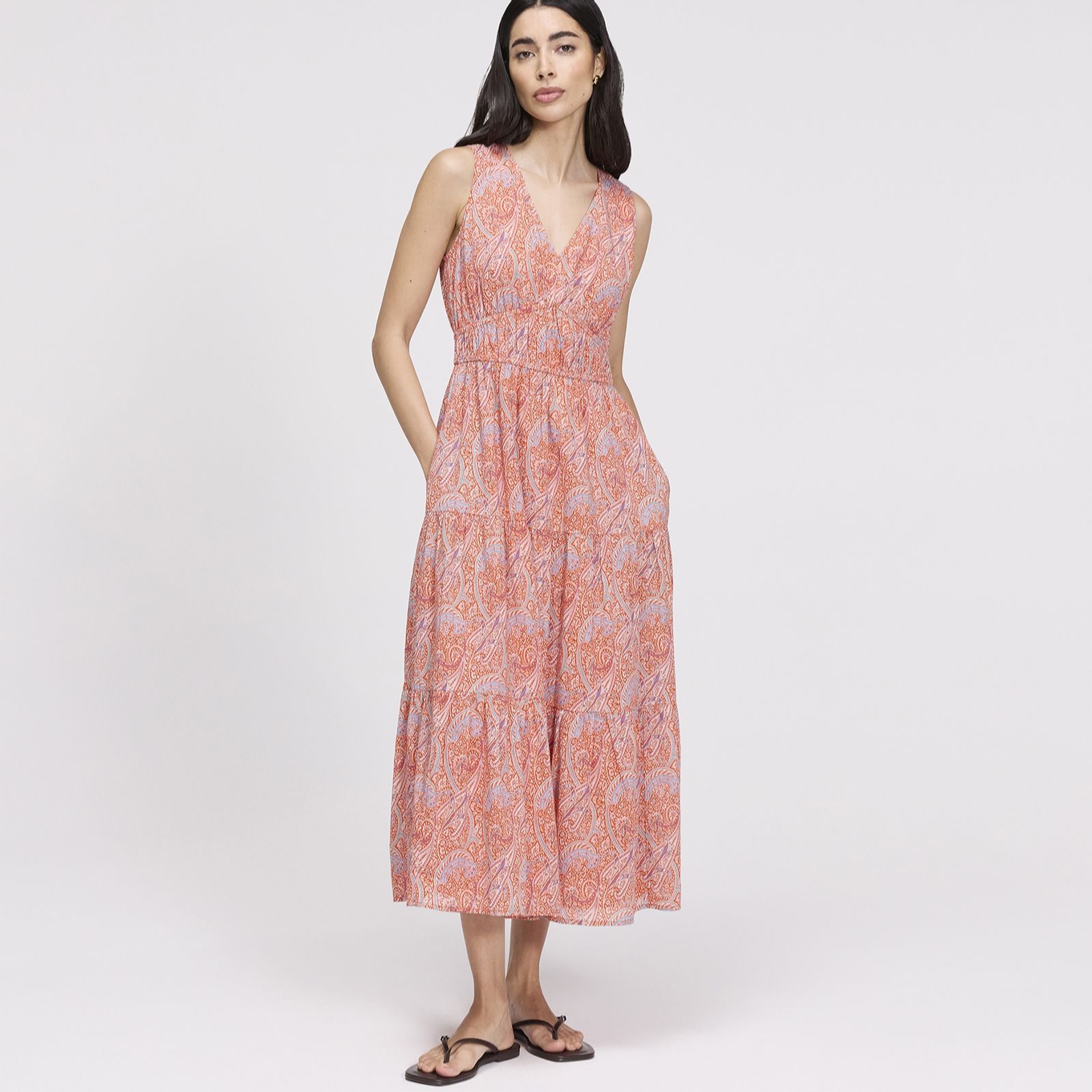Finery London Shannon Paisley Print Tiered Dress Petite
