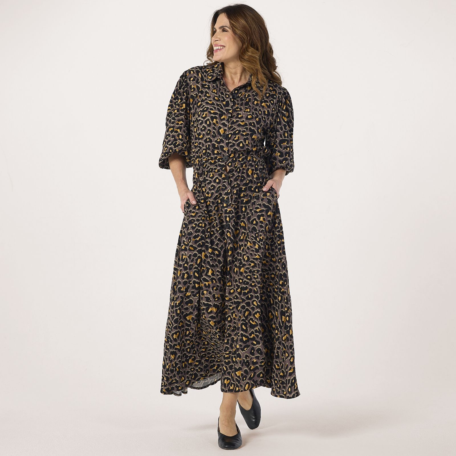 Helene Berman Animal Print Maxi Dress