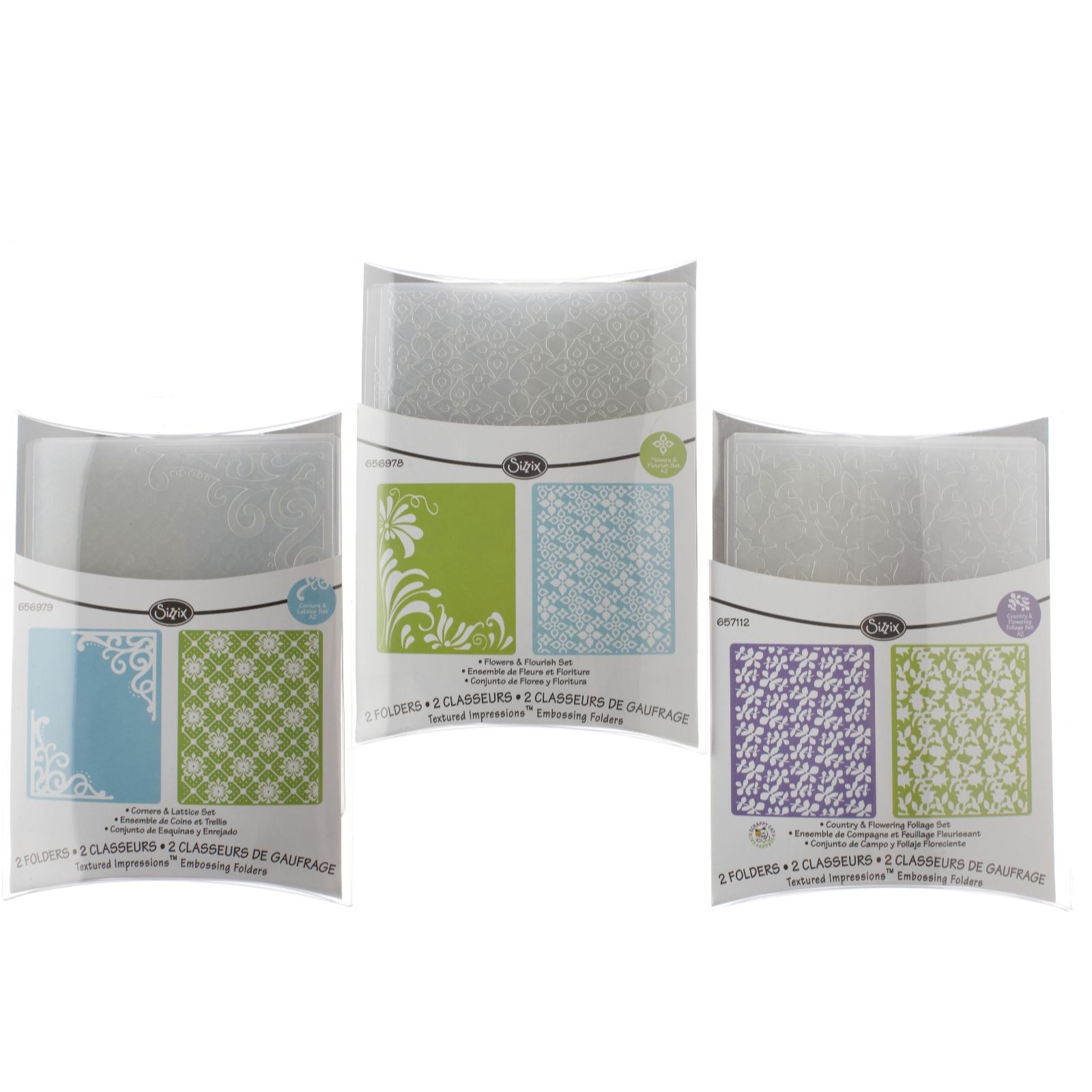 Sizzix Set of 6 Floral Background Embossing Folders QVC UK