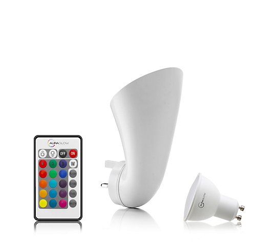 Auraglow Plugin Spotlight Uplighter with Colour Changing LED Bulb & Remote