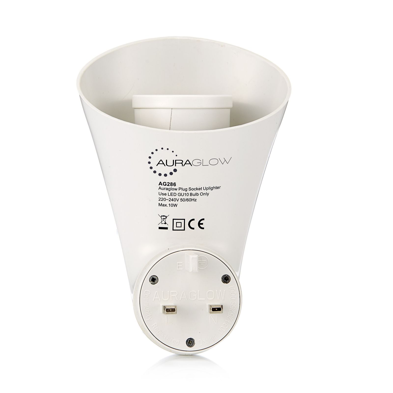 Auraglow Plugin GU10 Spotlight Uplighter Wall Wash Light Plug Socket Lamp 