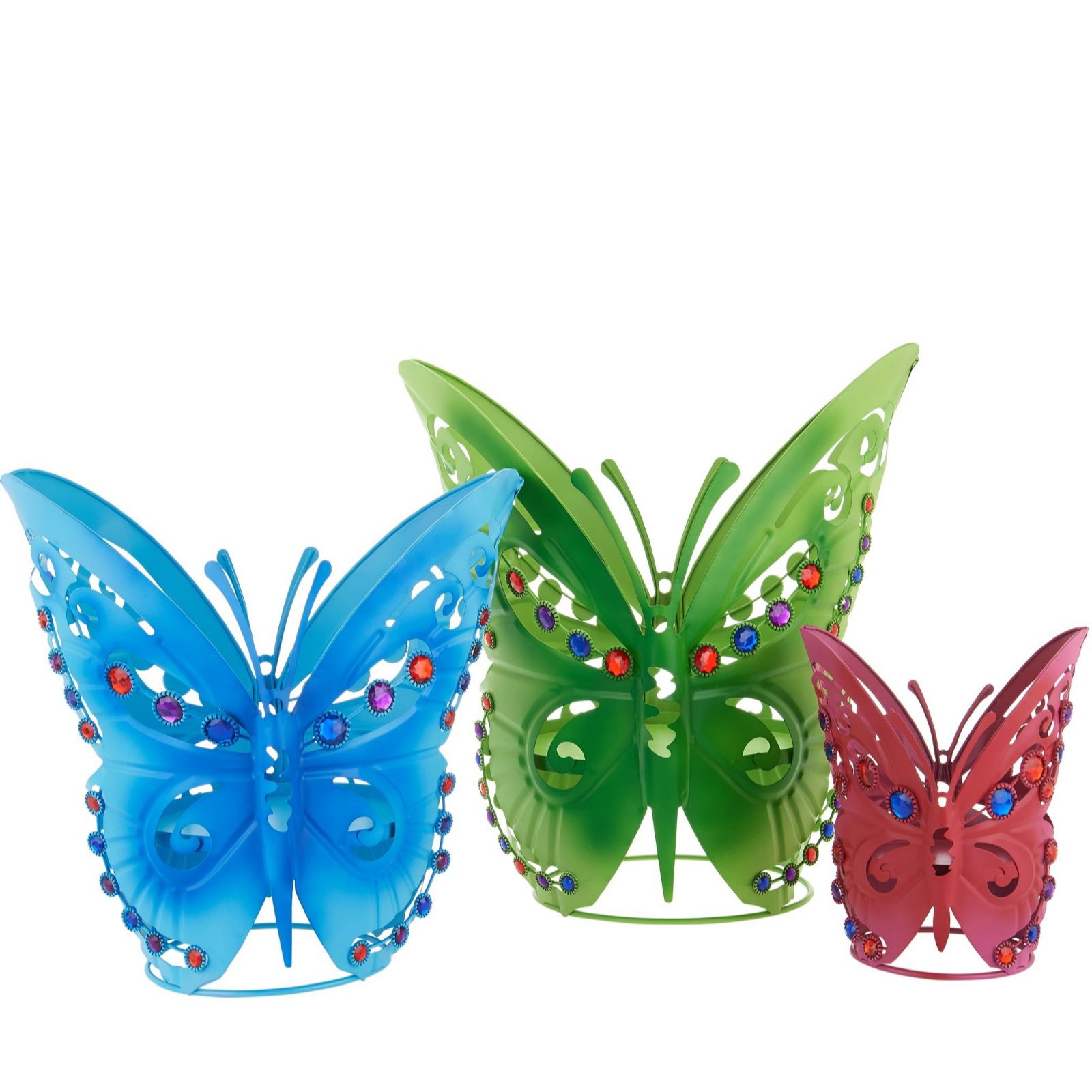 Plow & Hearth Set of 3 Indoor/Outdoor Butterfly Planters QVC UK