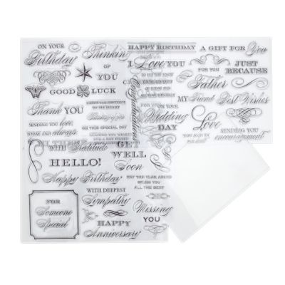 Anna Griffin Essential Sentiments Clear Stamp Set - QVC UK