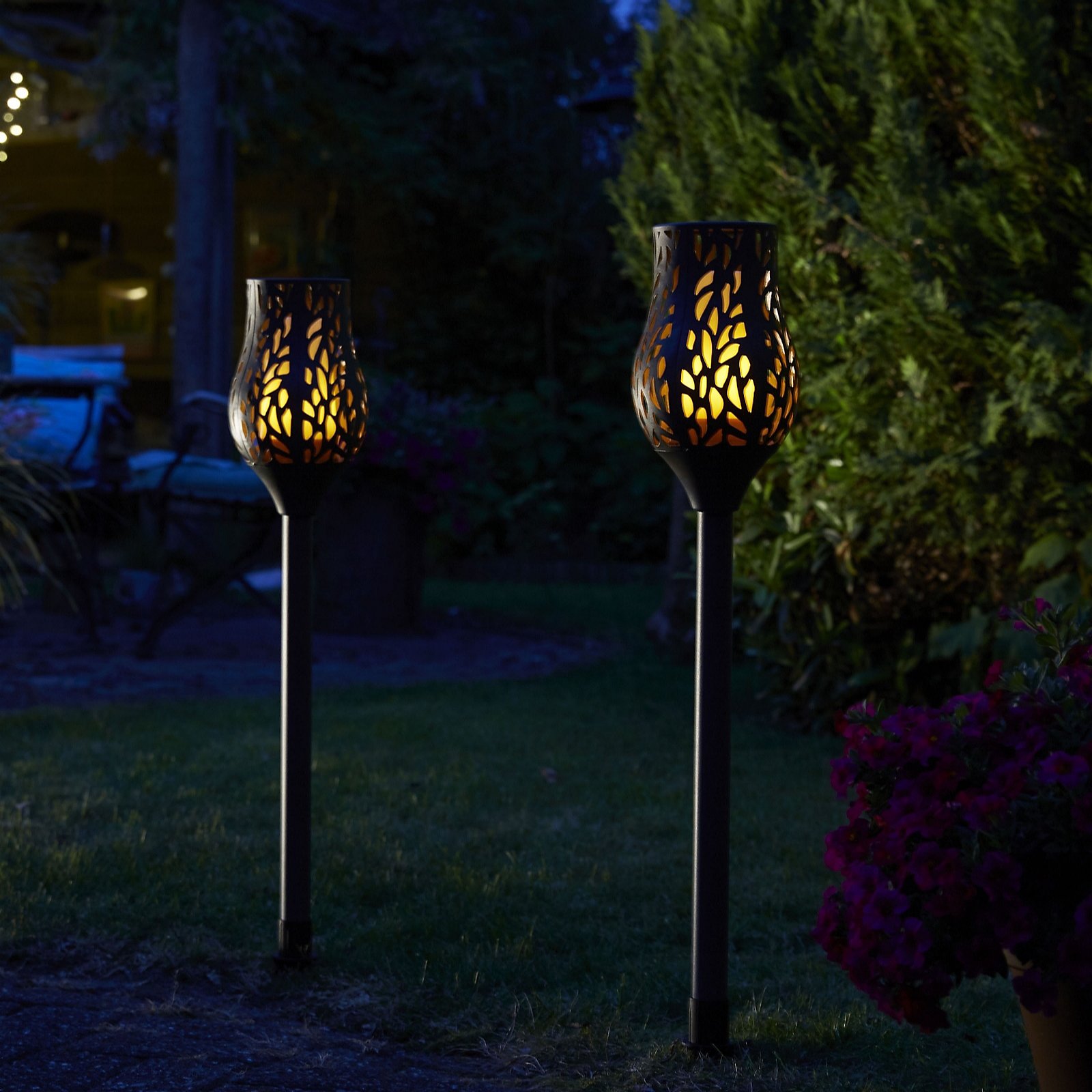 Luxform Set Of 2 Flame Effect Torches, Qvc Landscape Lights