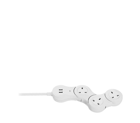 Quirky Pivot Flexible Surge Protector Power Strip, 3 Outlets & 2 USB ports