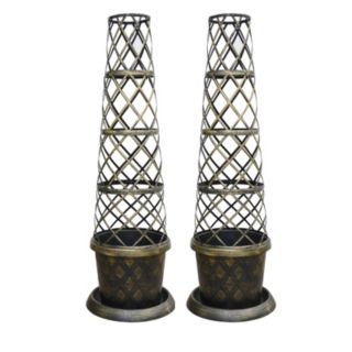 Thompson & Morgan 2 x Black & Gold Tower Pots