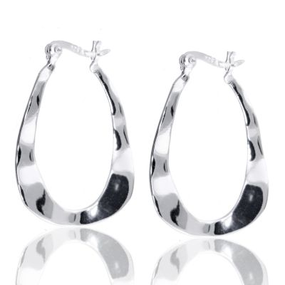 Freeform Hammered Hoop Earrings Sterling Silver - QVC UK